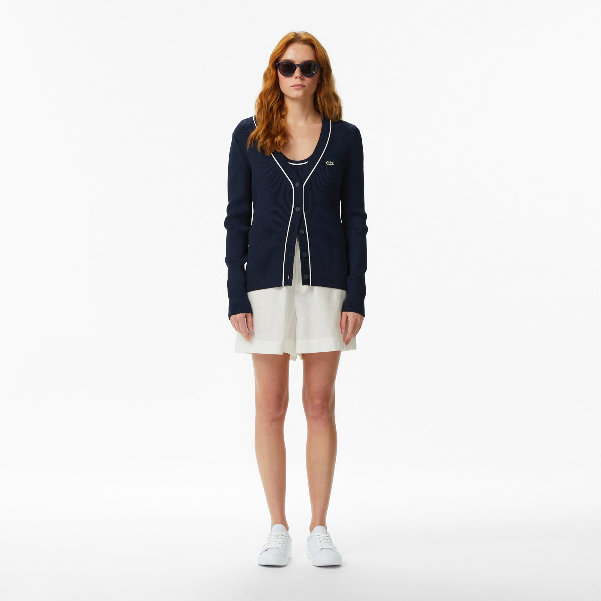 Lacoste Kadın Relaxed Fit Keten Krem Şort