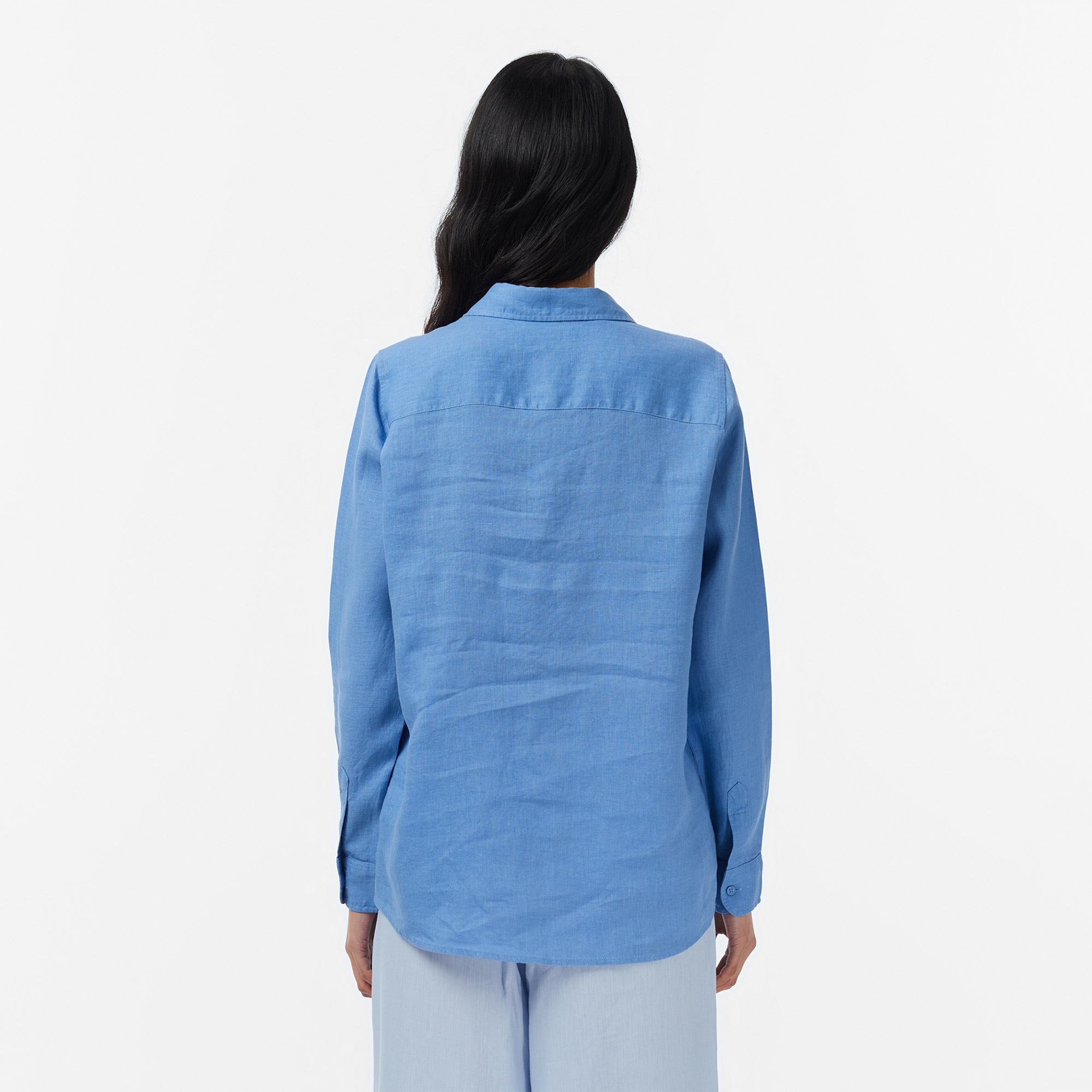 Lacoste Kadın Relaxed Fit Mavi Gömlek görsel 5