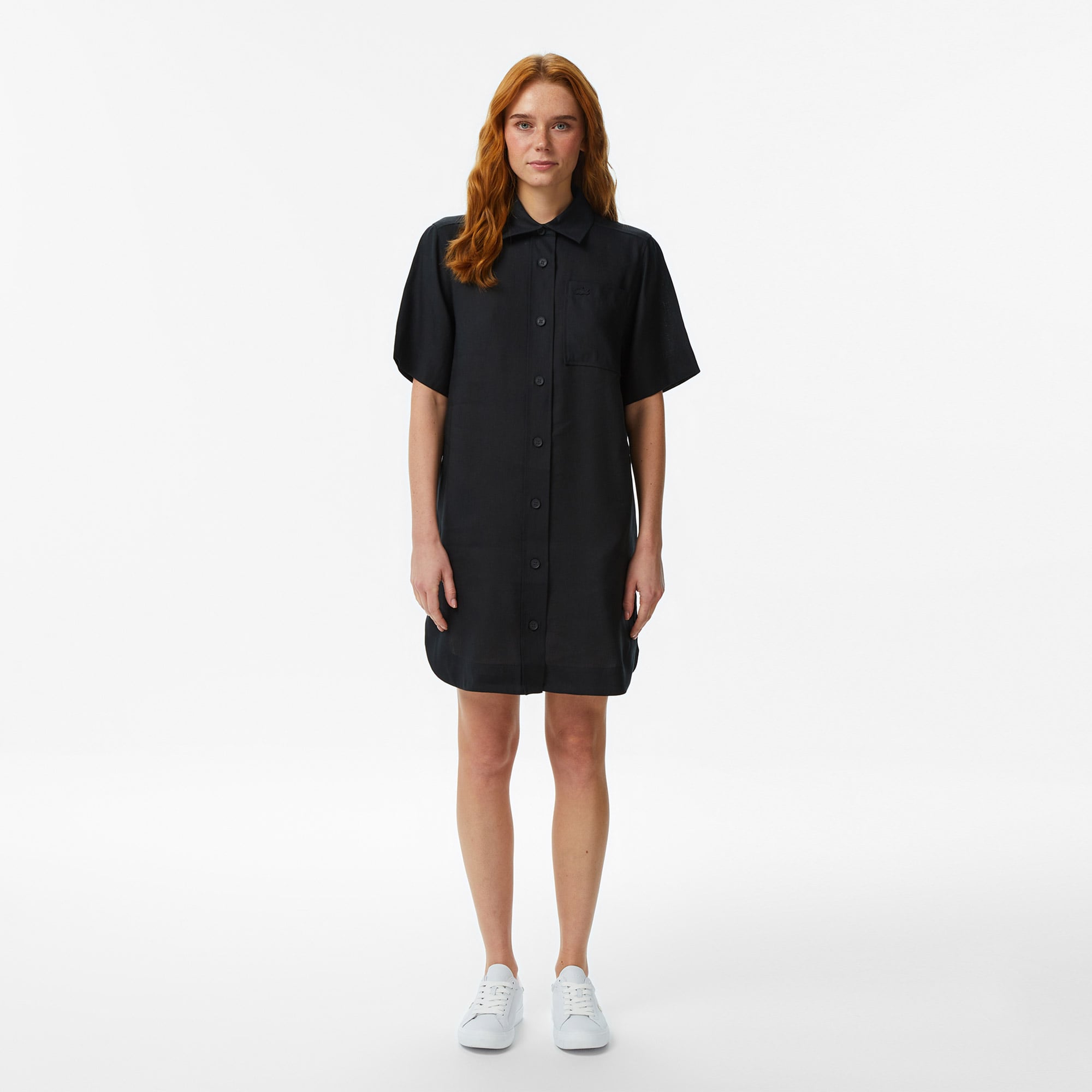 Lacoste Kadın Relaxed Fit Kısa Kollu Siyah Elbise