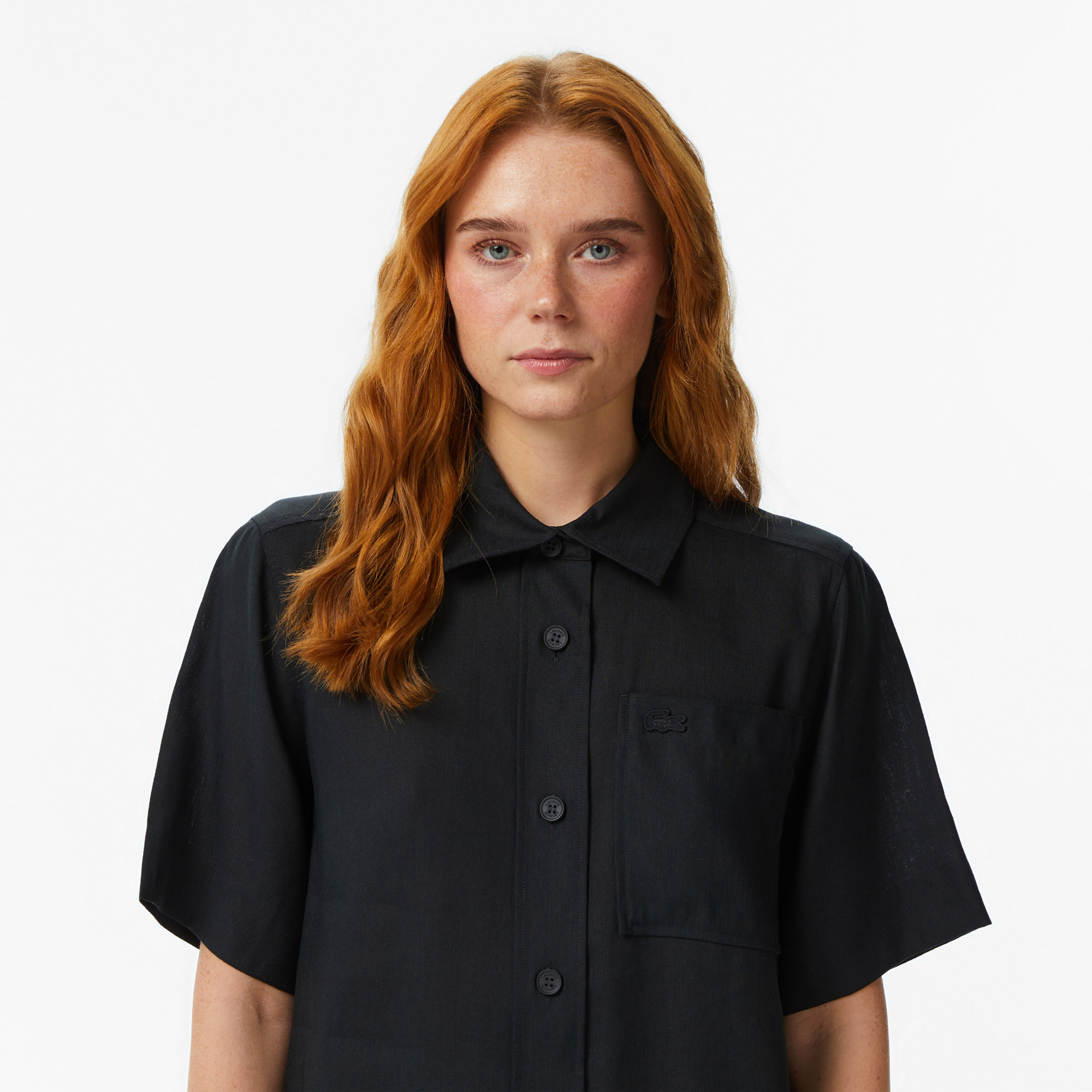 Lacoste Kadın Relaxed Fit Kısa Kollu Siyah Elbise görsel 2