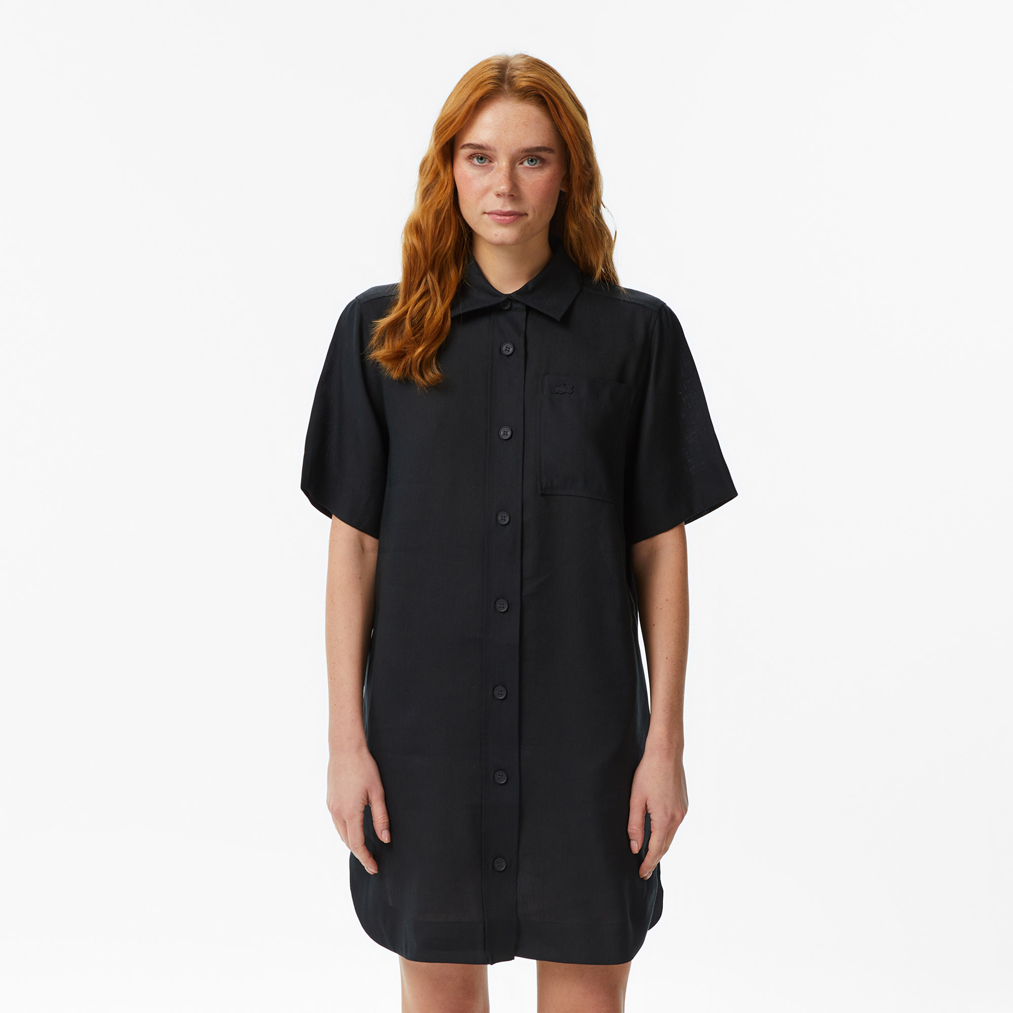 Lacoste Kadın Relaxed Fit Kısa Kollu Siyah Elbise görsel 6