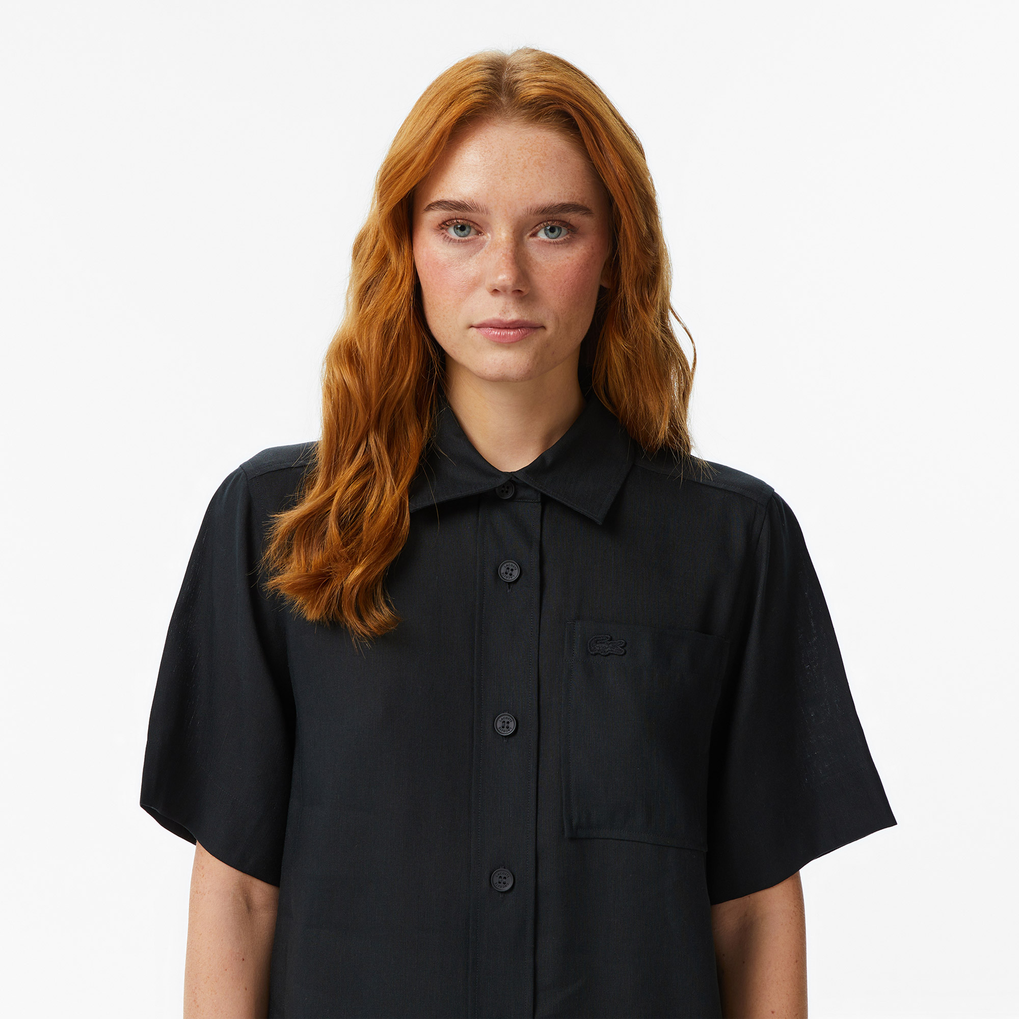 Lacoste Kadın Relaxed Fit Kısa Kollu Siyah Elbise görsel 8