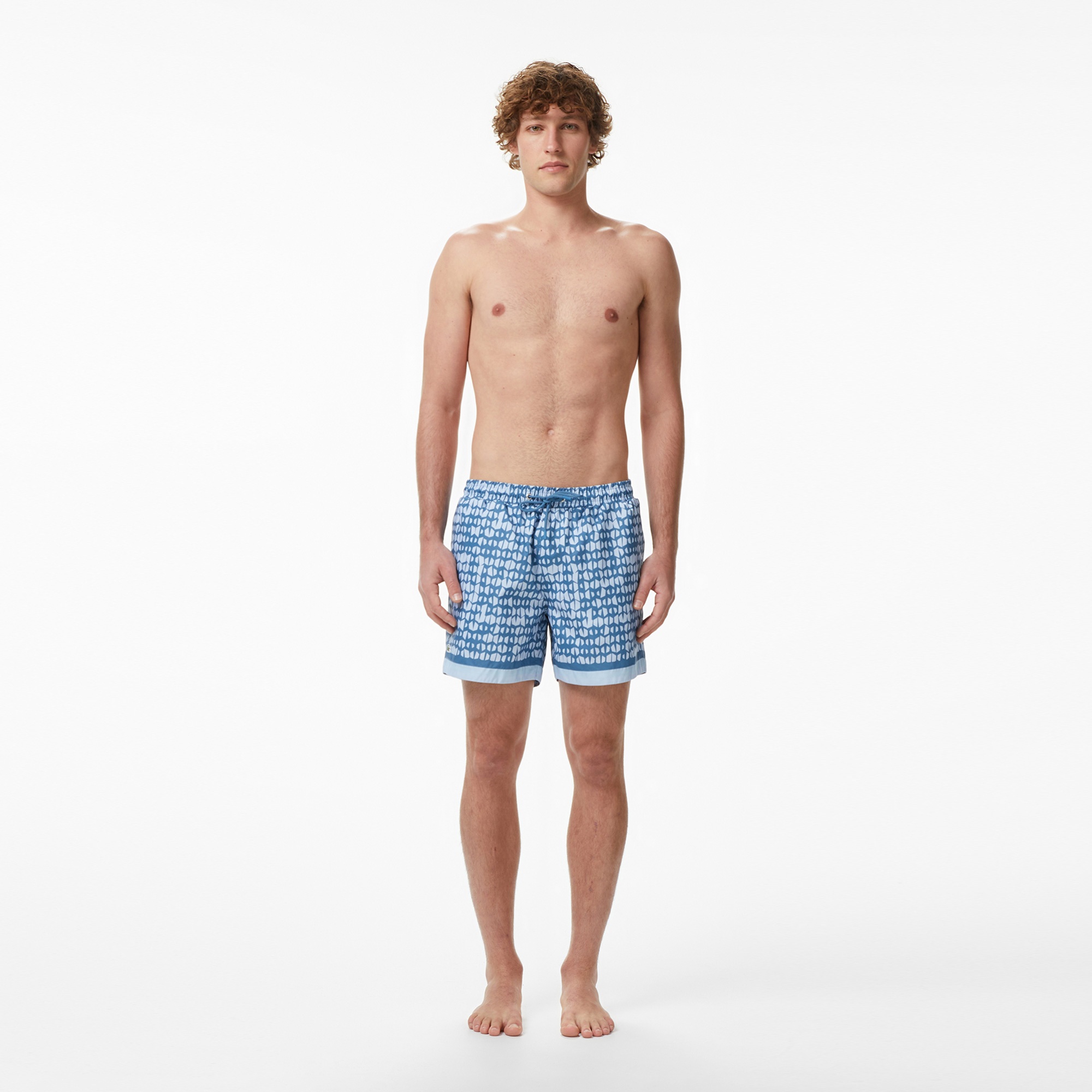 Erkek Regular Fit Desenli Mavi Mayo