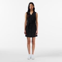 Kadın Classic Fit Kolsuz V Yaka Siyah Elbise Siyah