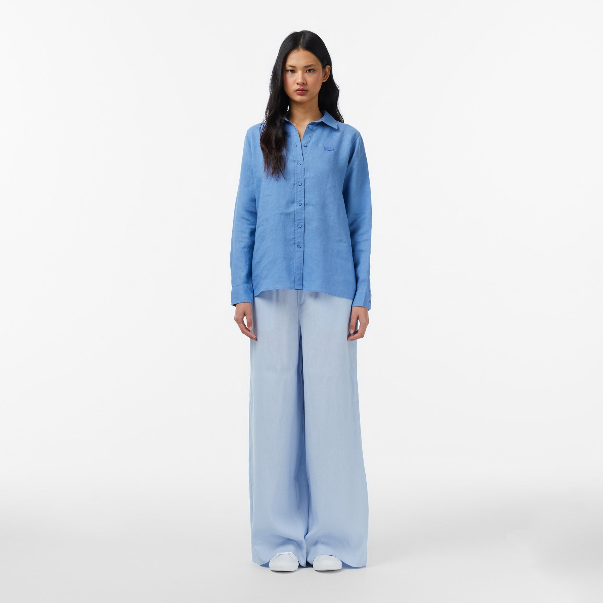 Lacoste Kadın Relaxed Fit Mavi Gömlek görsel 6