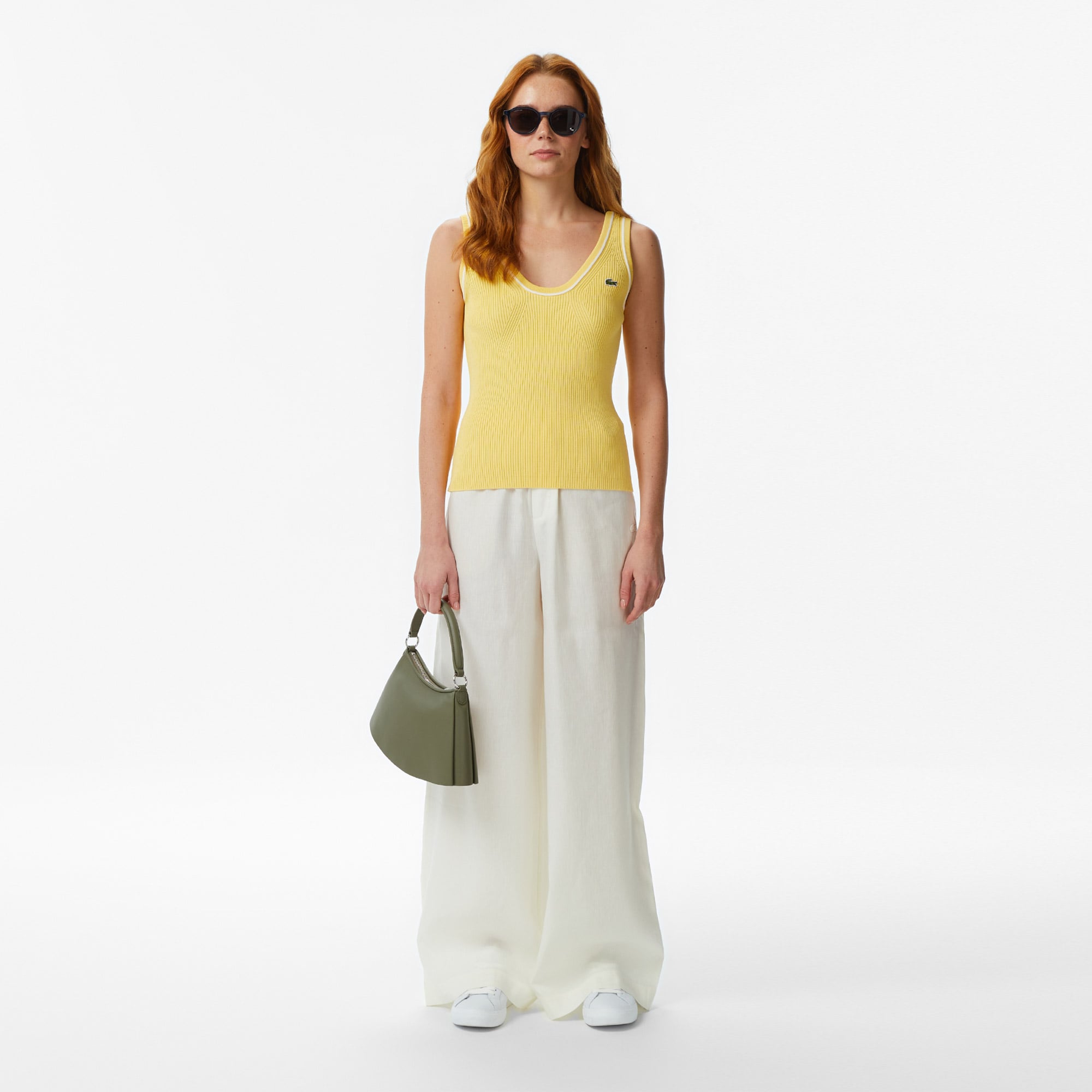 Lacoste Kadın Relaxed Fit Krem Pantolon
