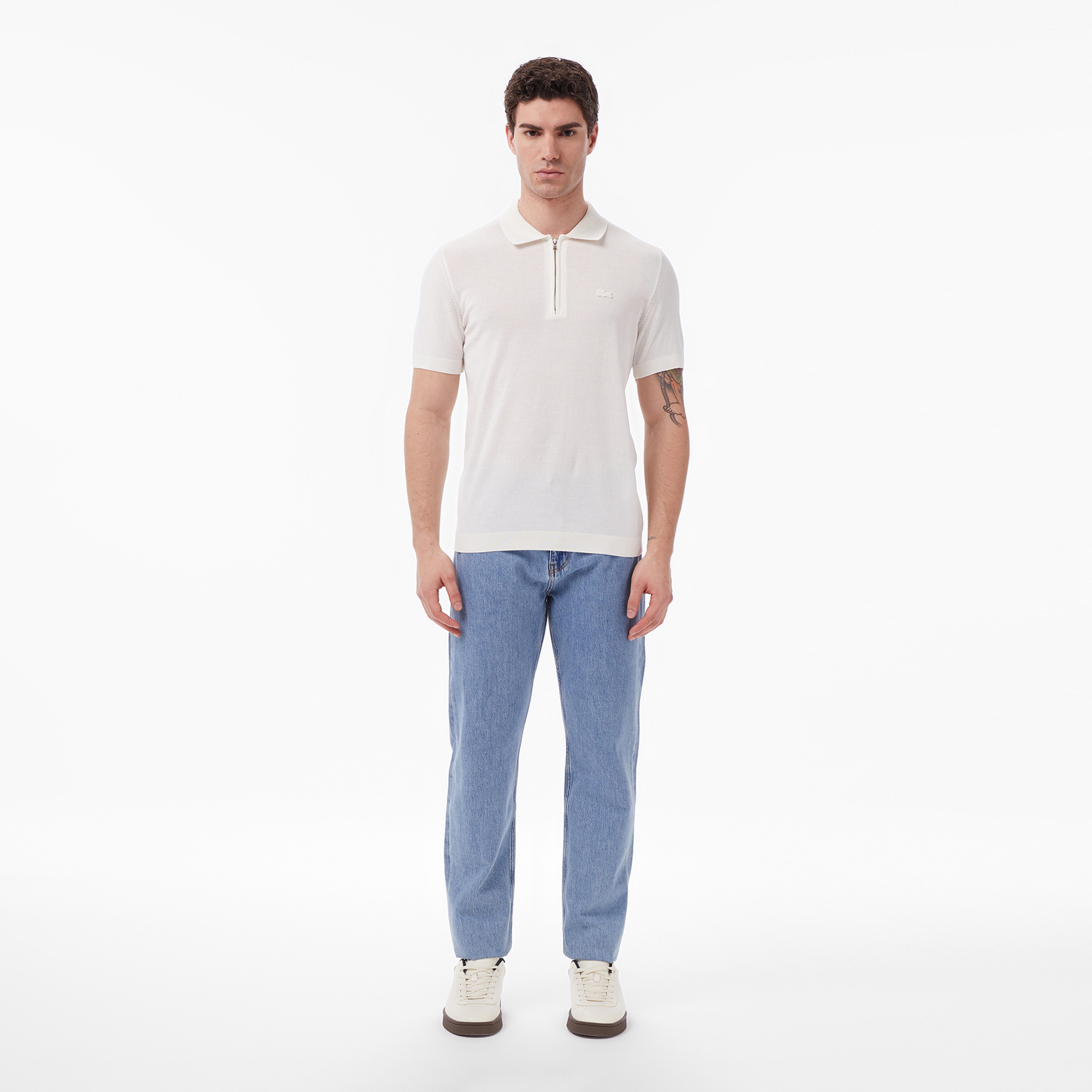 Erkek Classic Fit Kısa Kollu Polo Yaka Krem Triko Erkek Classic Fit Kısa Kollu Polo Yaka Krem Triko