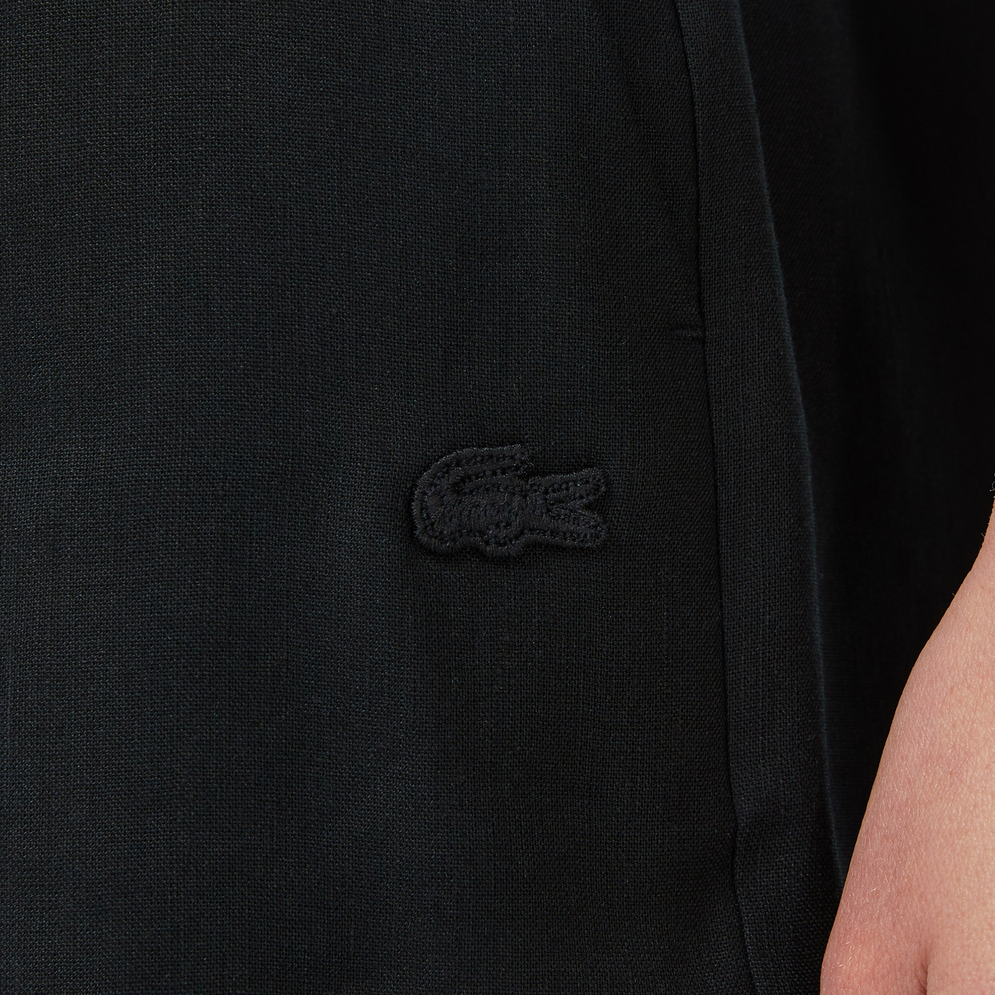 Lacoste Kadın Relaxed Fit Keten Siyah Bermuda Şort görsel 7