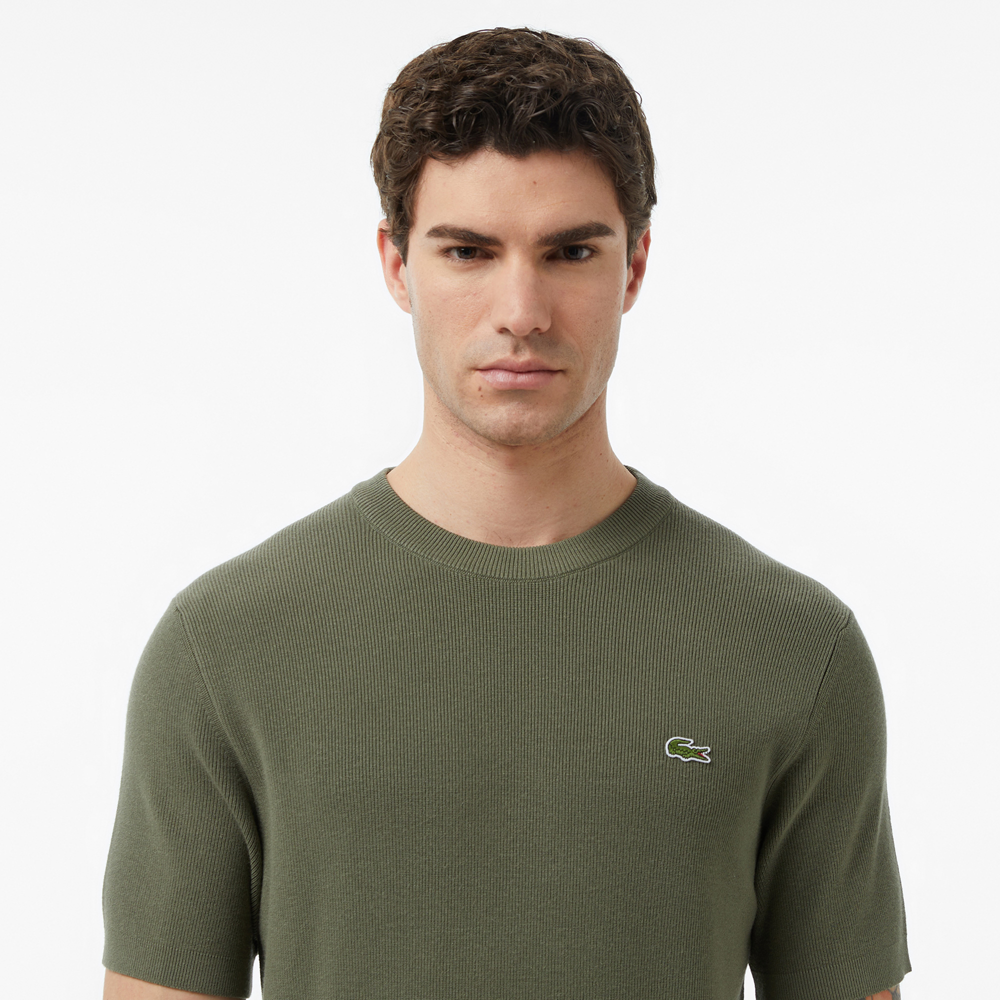 Lacoste Erkek Classic Fit Kısa Kollu Bisiklet Yaka Haki Triko görsel 2