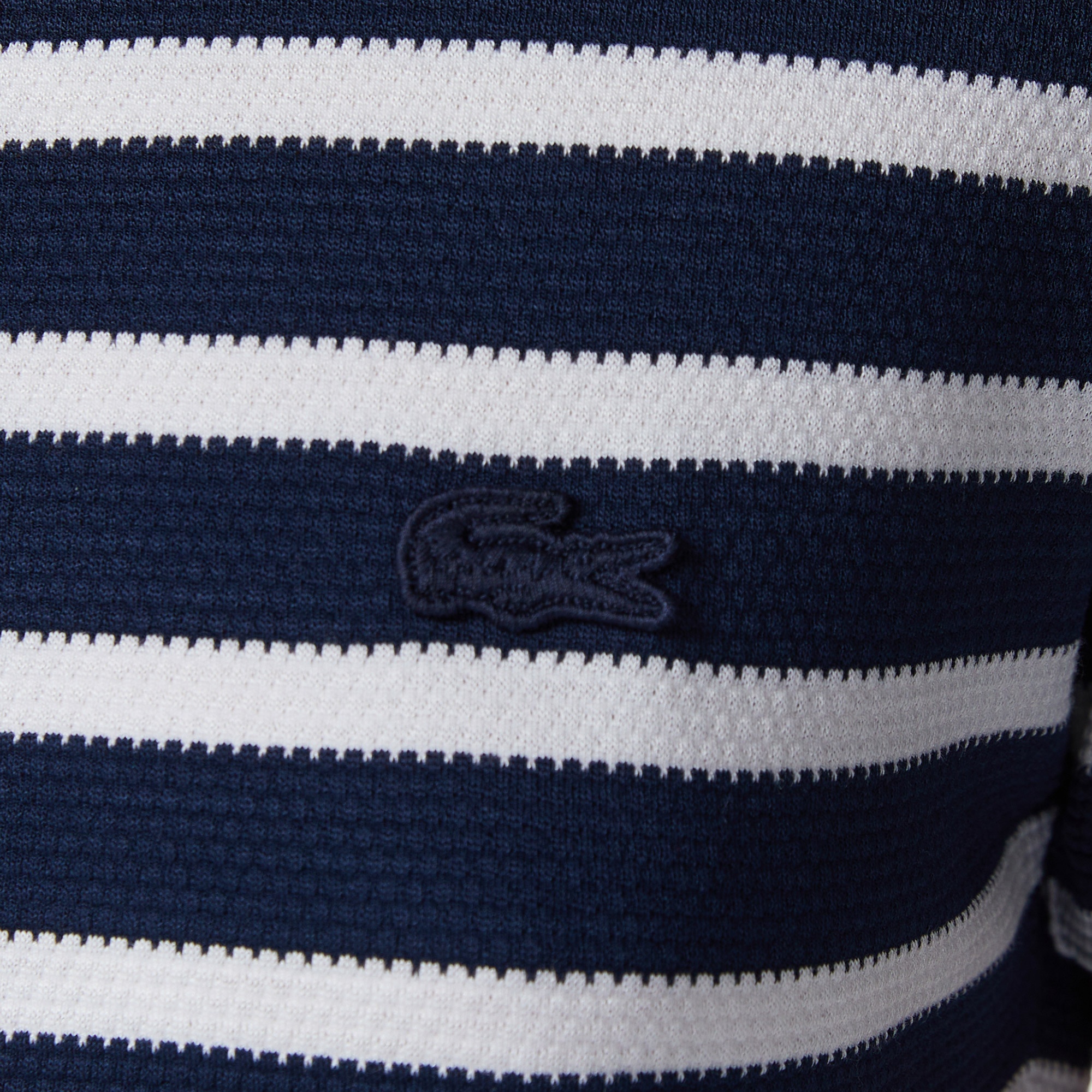 Kadın Slim Fit Bisiklet Yaka Çizgili Lacivert T-Shirt