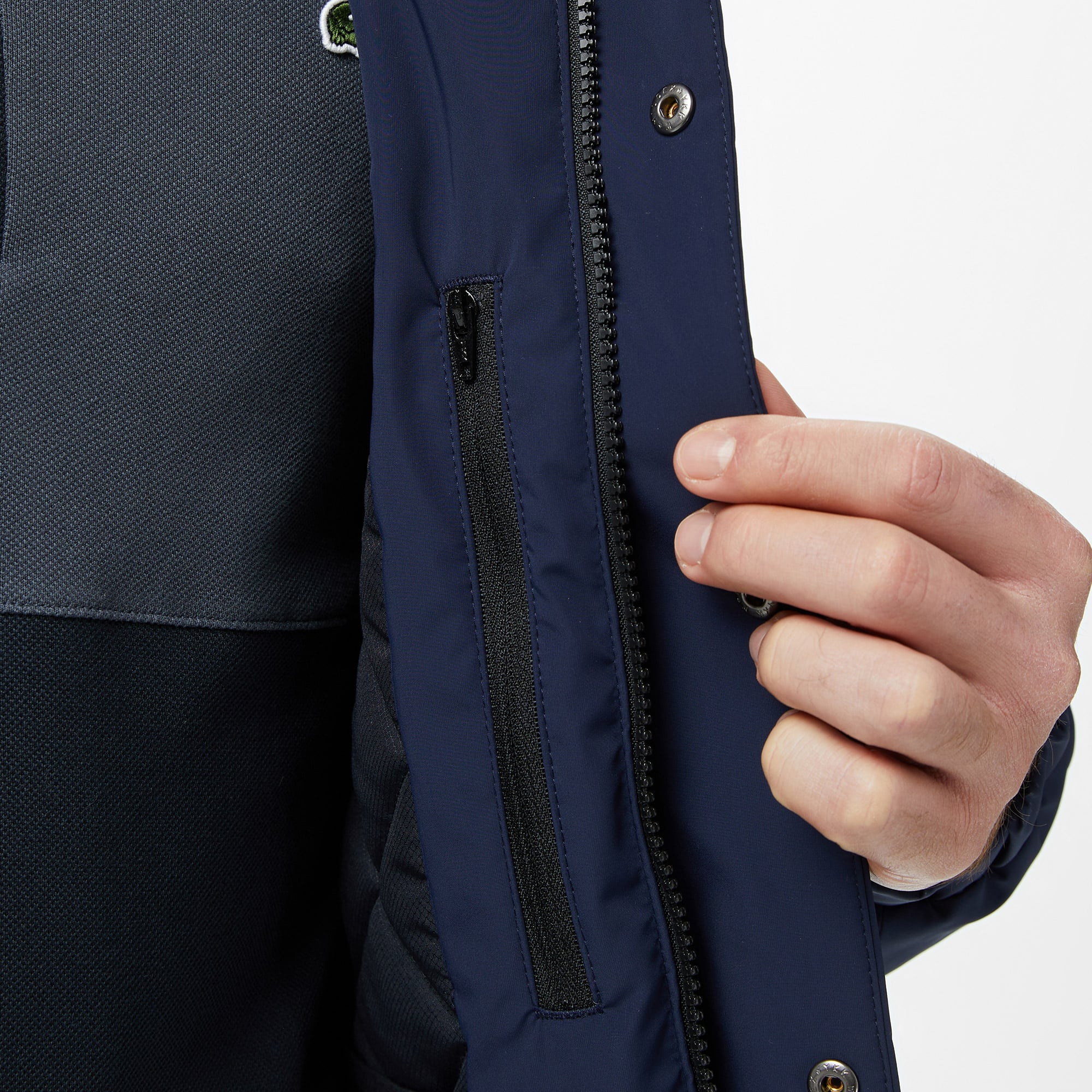 Lacoste Erkek Relaxed Fit Dik Yaka Lacivert Mont görsel 7