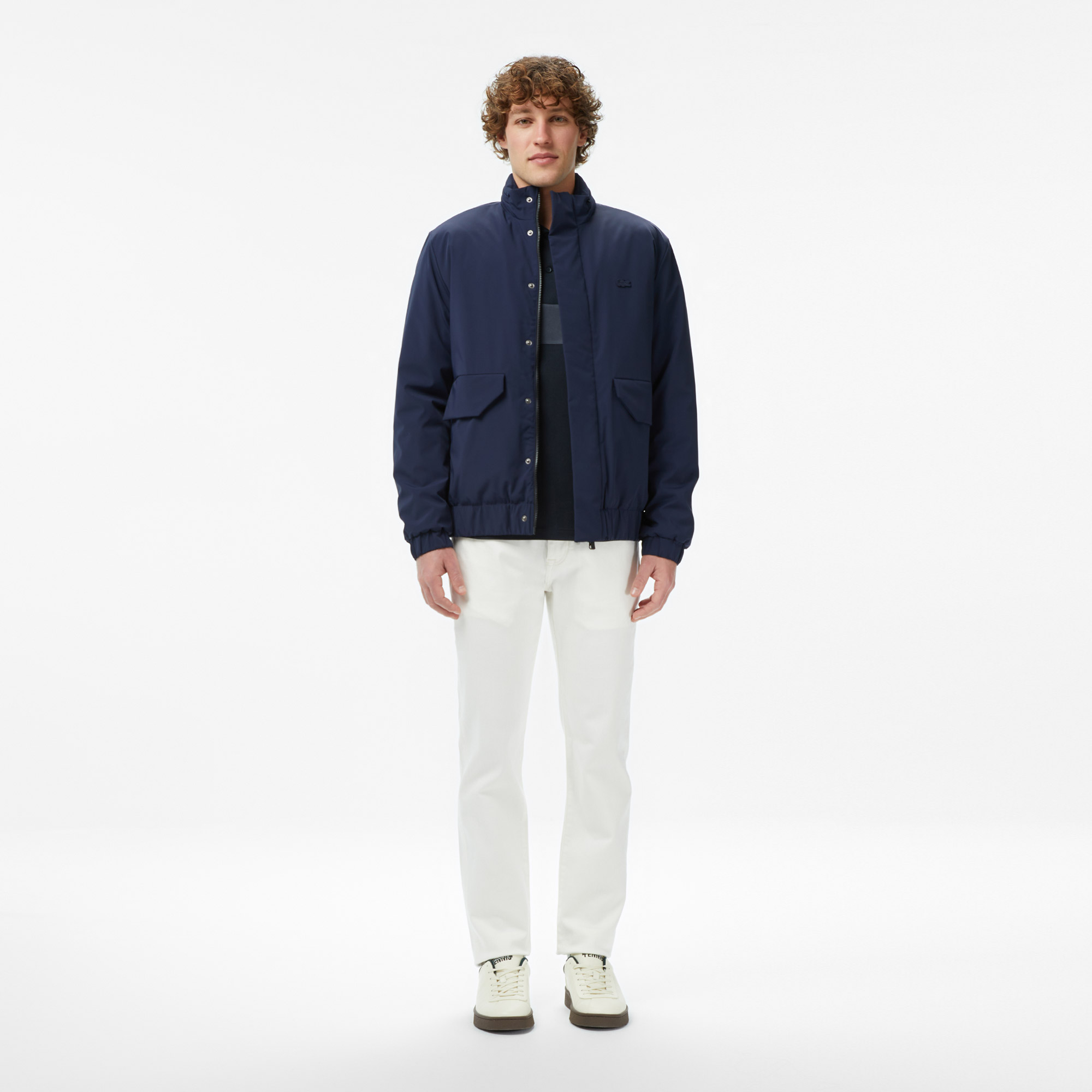 Lacoste Erkek Relaxed Fit Dik Yaka Lacivert Mont görsel 5