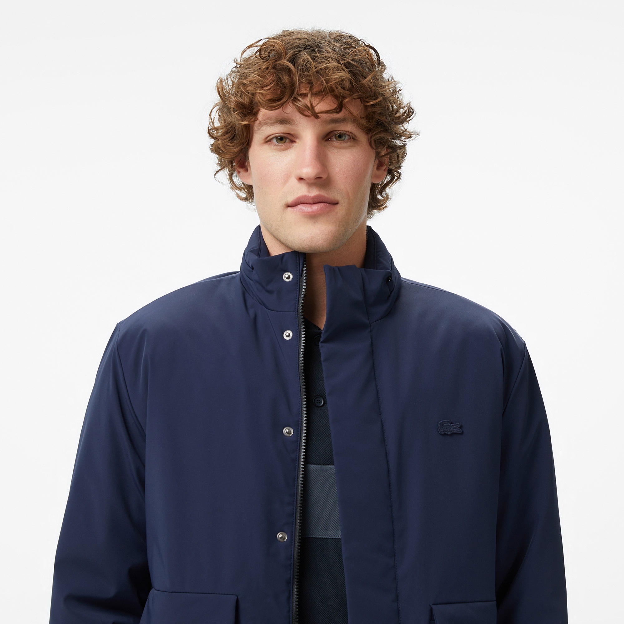 Erkek Relaxed Fit Dik Yaka Lacivert Mont