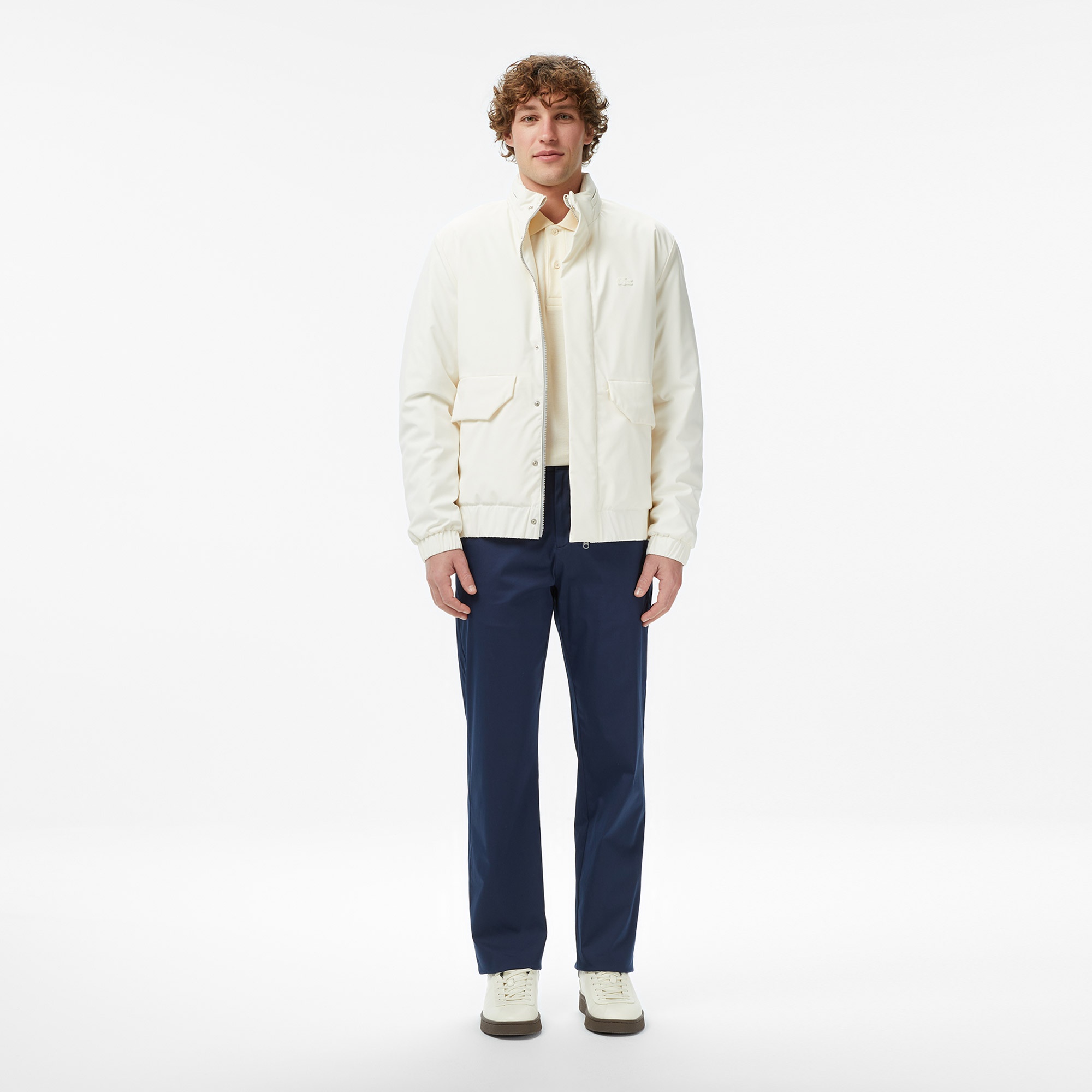 Erkek Relaxed Fit Dik Yaka Krem Mont