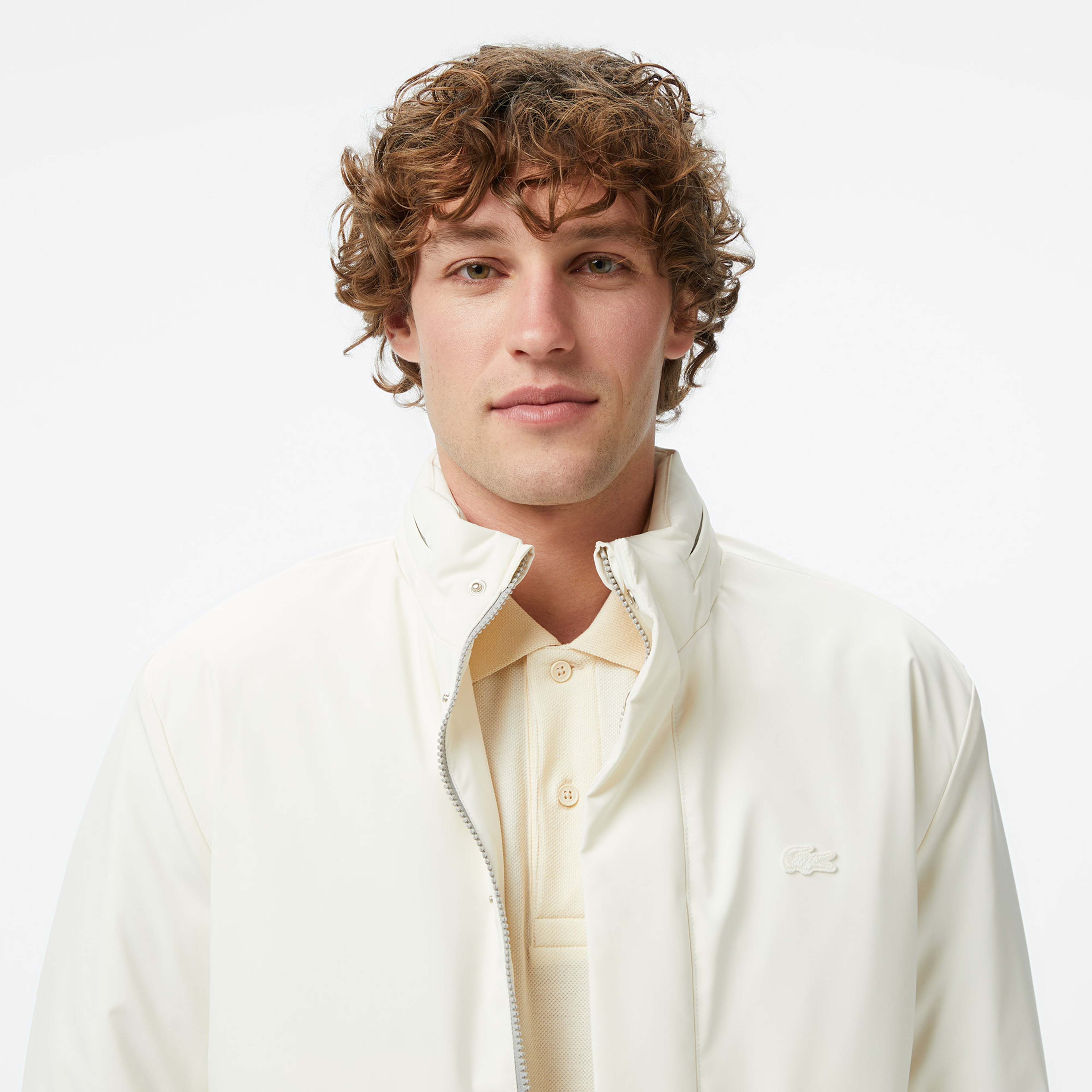 Erkek Relaxed Fit Dik Yaka Krem Mont Erkek Relaxed Fit Dik Yaka Krem Mont