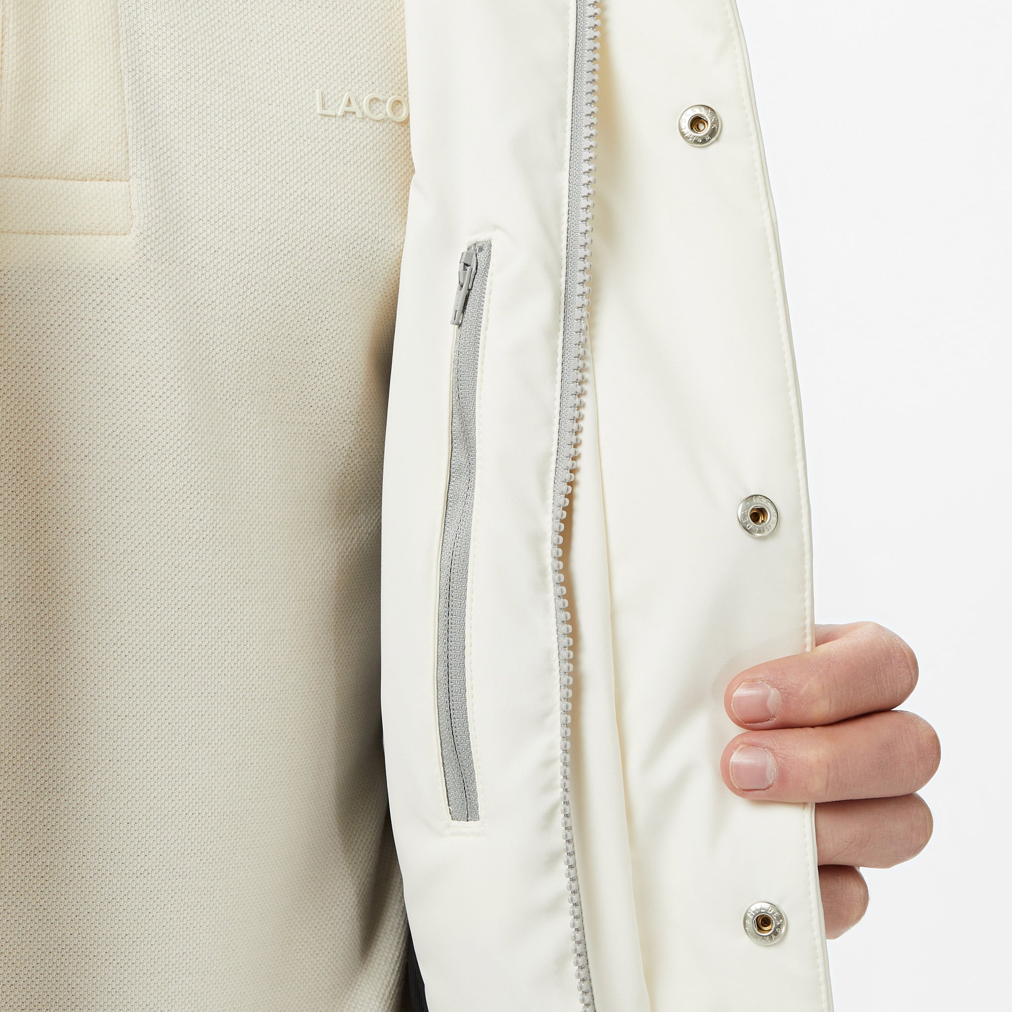 Lacoste Erkek Relaxed Fit Dik Yaka Krem Mont görsel 7