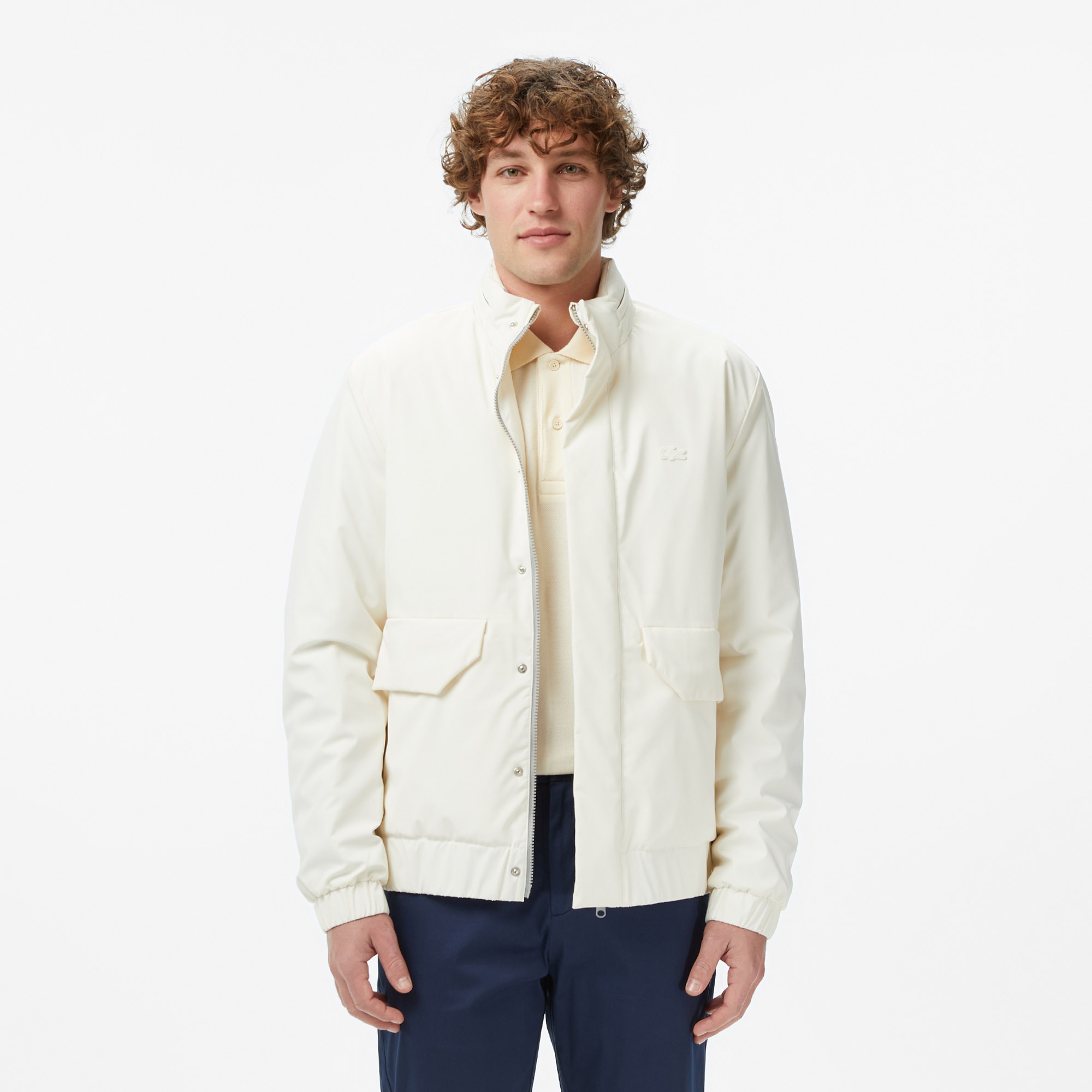 Erkek Relaxed Fit Dik Yaka Krem Mont