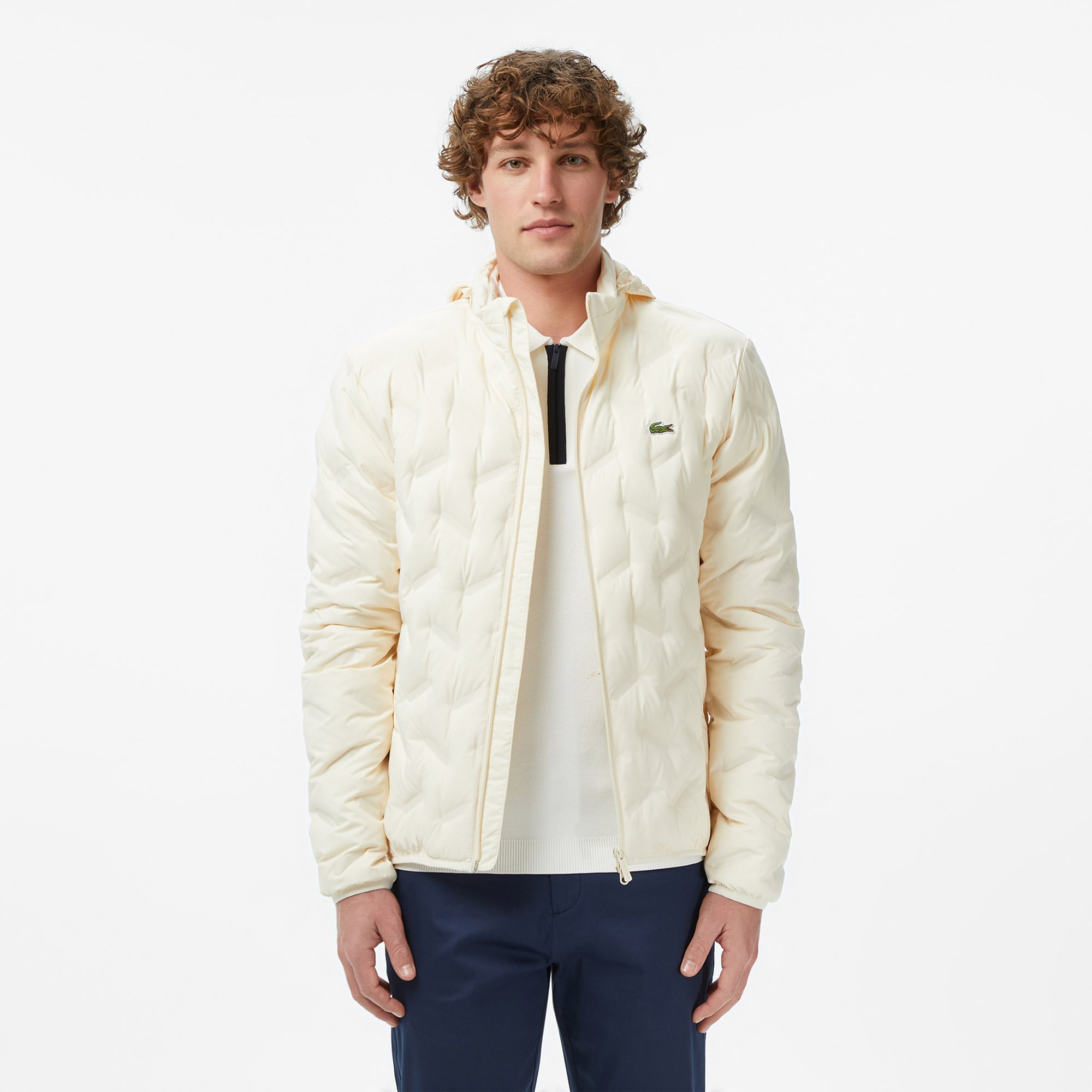 Lacoste Erkek Regular Fit Kapüşonlu Kapitone Krem Mont