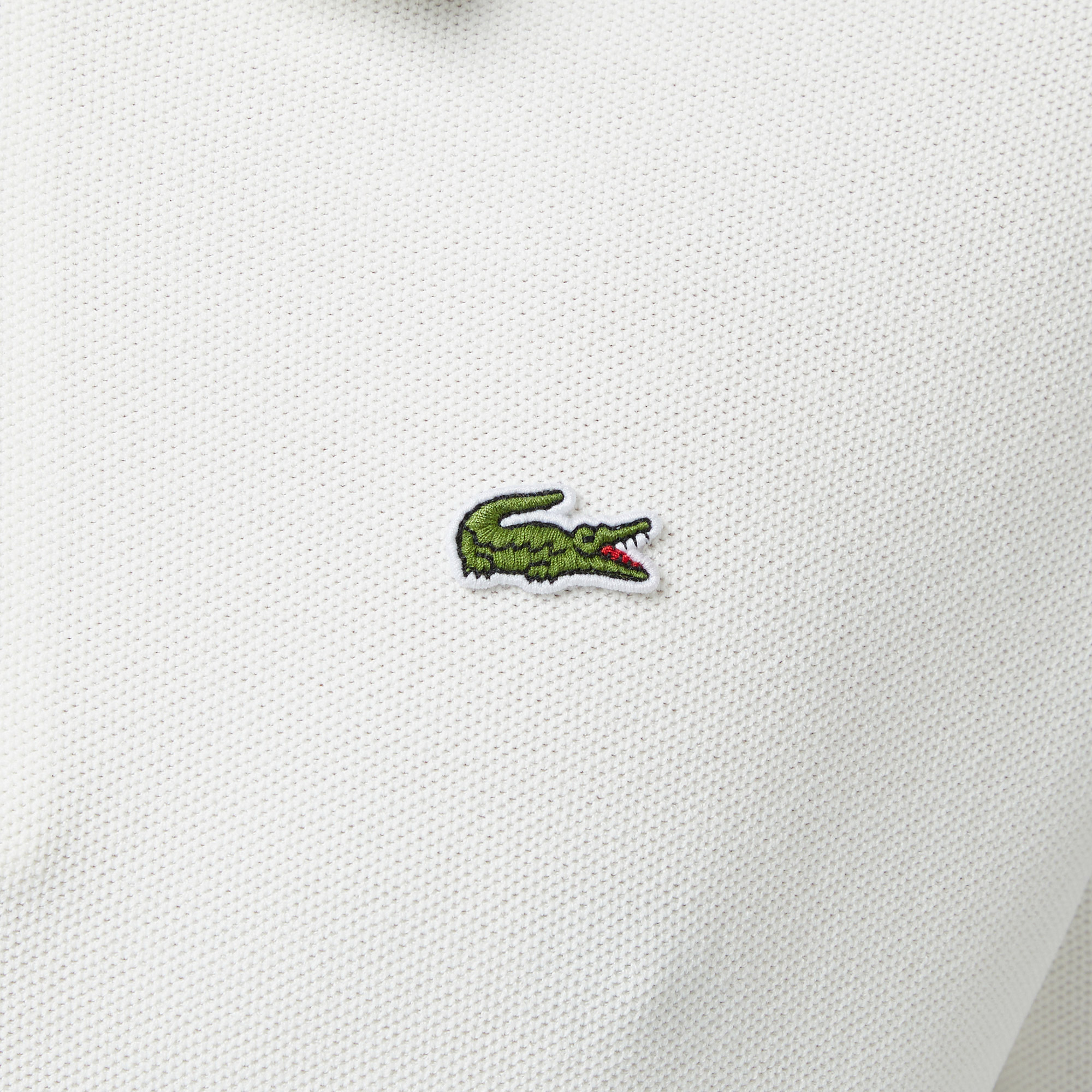 Lacoste Erkek Classic Fit Kısa Kollu Yarım Fermuarlı Beyaz Triko görsel 6