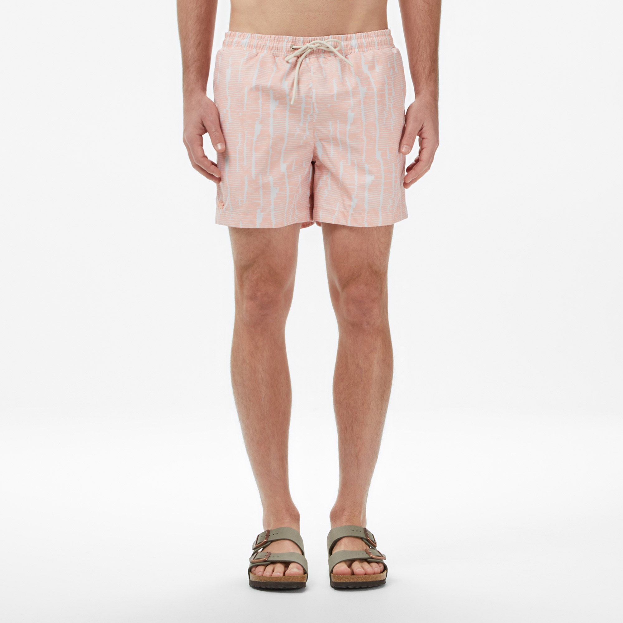 Lacoste Erkek Regular Fit Desenli Pembe Deniz Şortu görsel 2