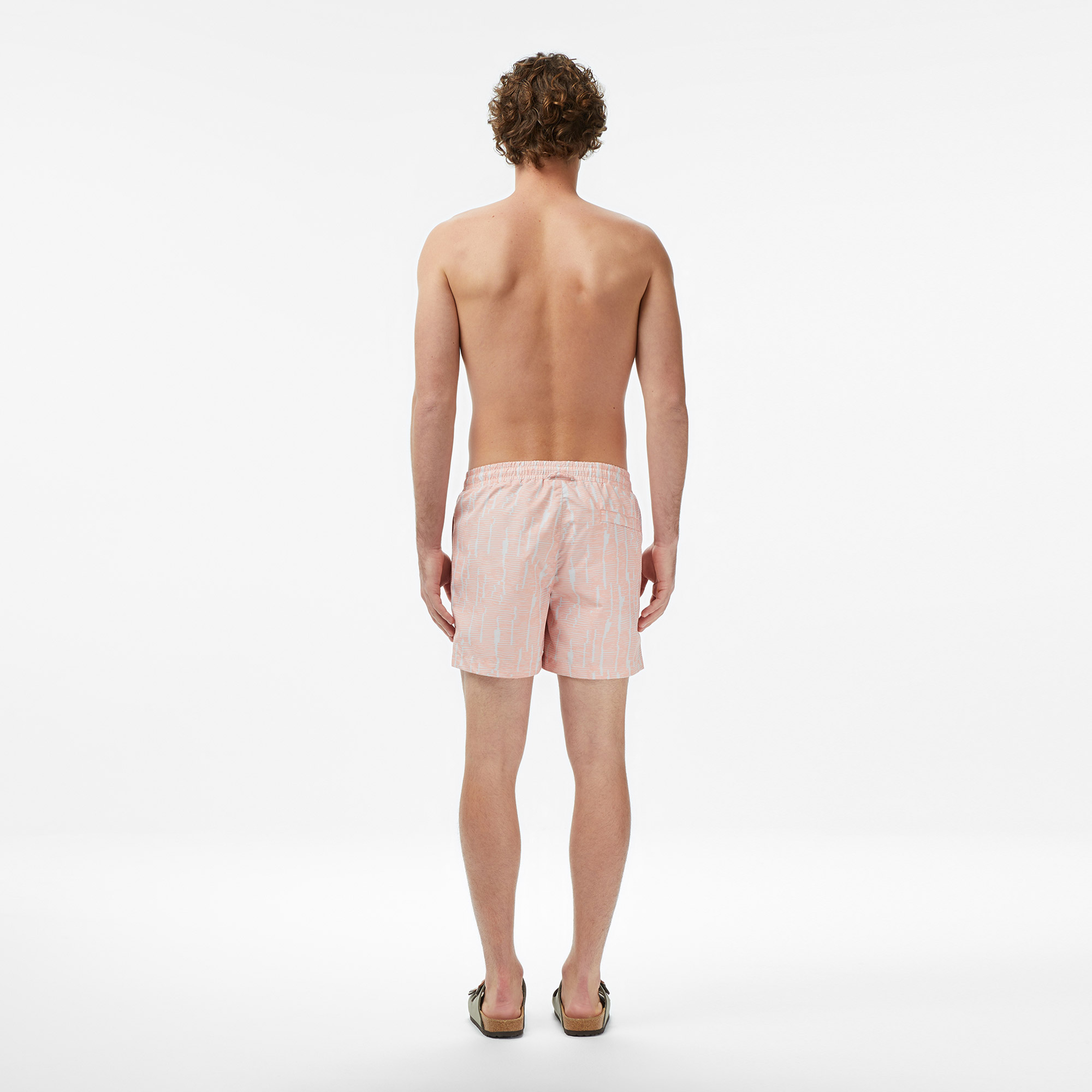 Lacoste Erkek Regular Fit Desenli Pembe Deniz Şortu görsel 4
