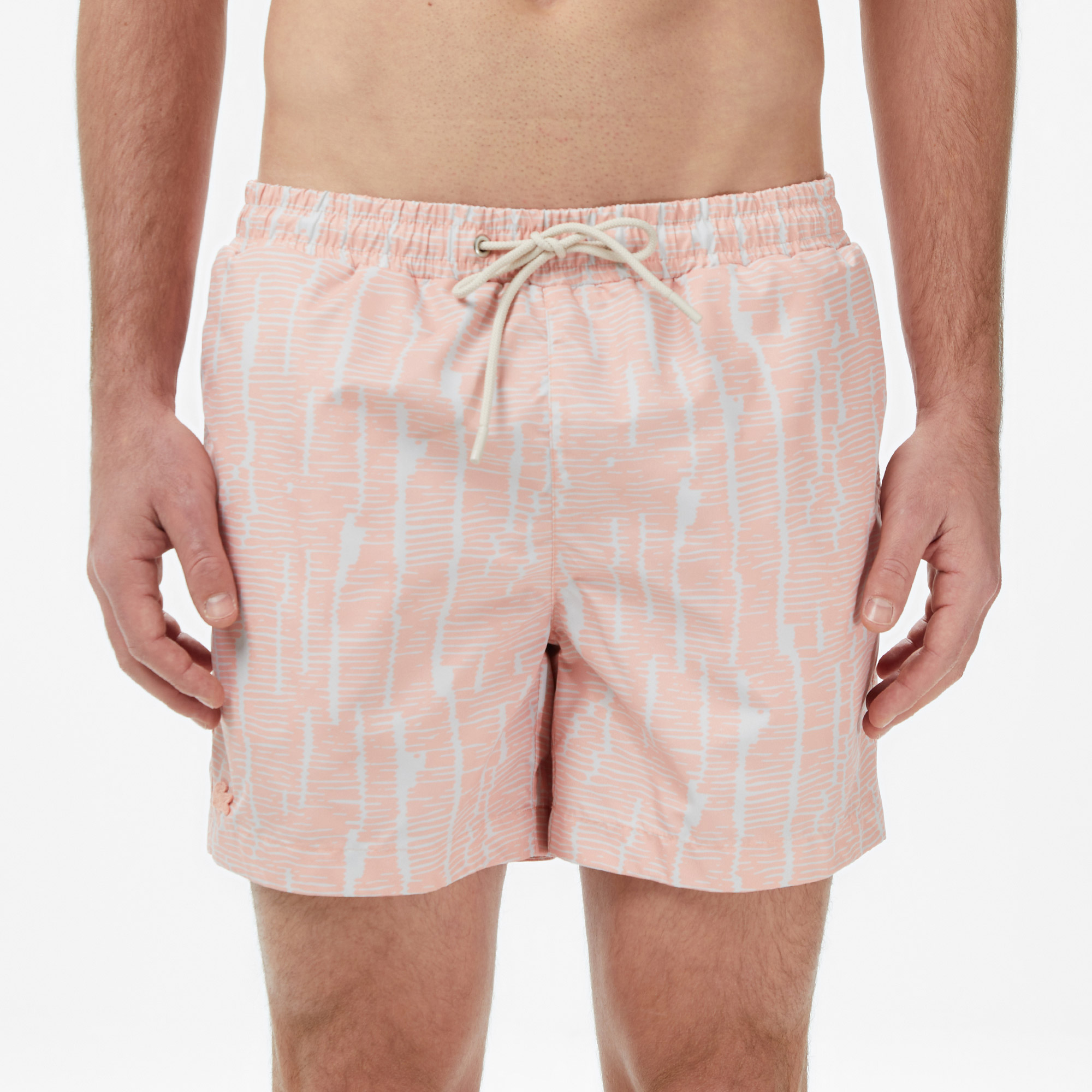 Lacoste Erkek Regular Fit Desenli Pembe Deniz Şortu görsel 5