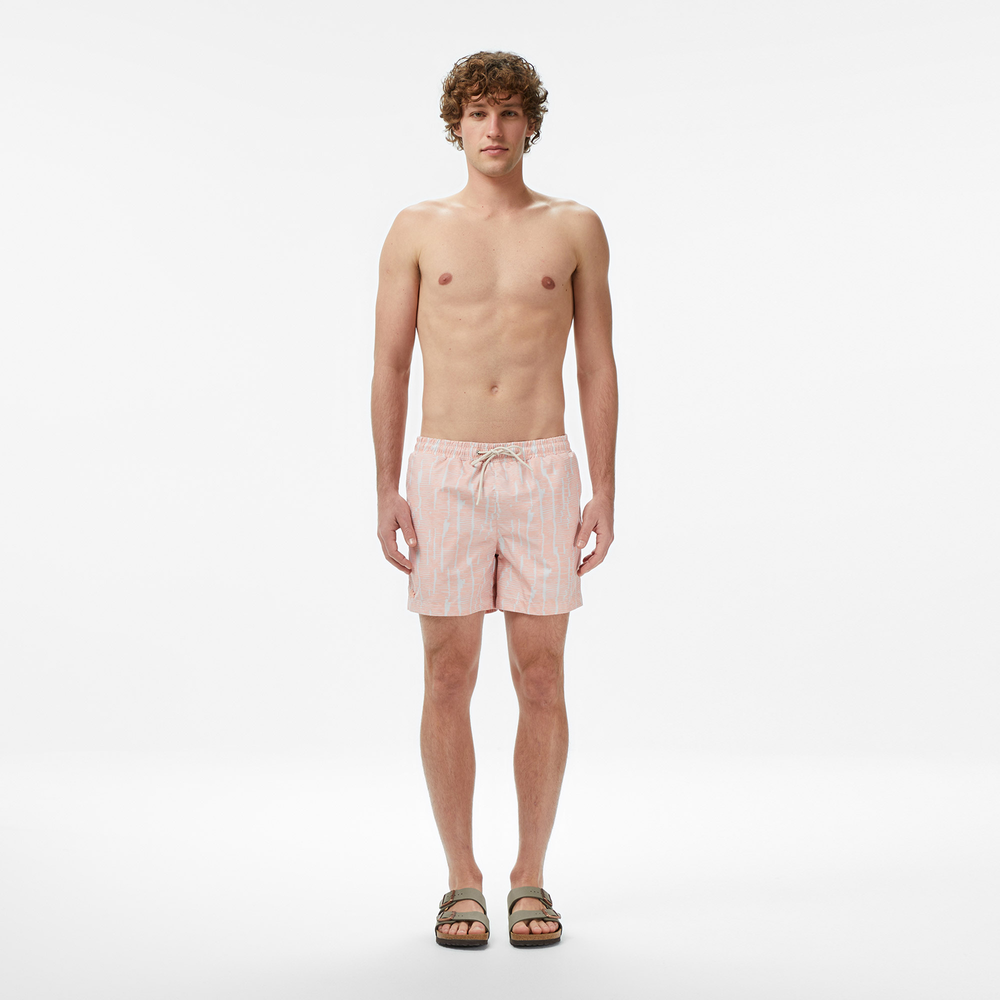 Lacoste Erkek Regular Fit Desenli Pembe Deniz Şortu