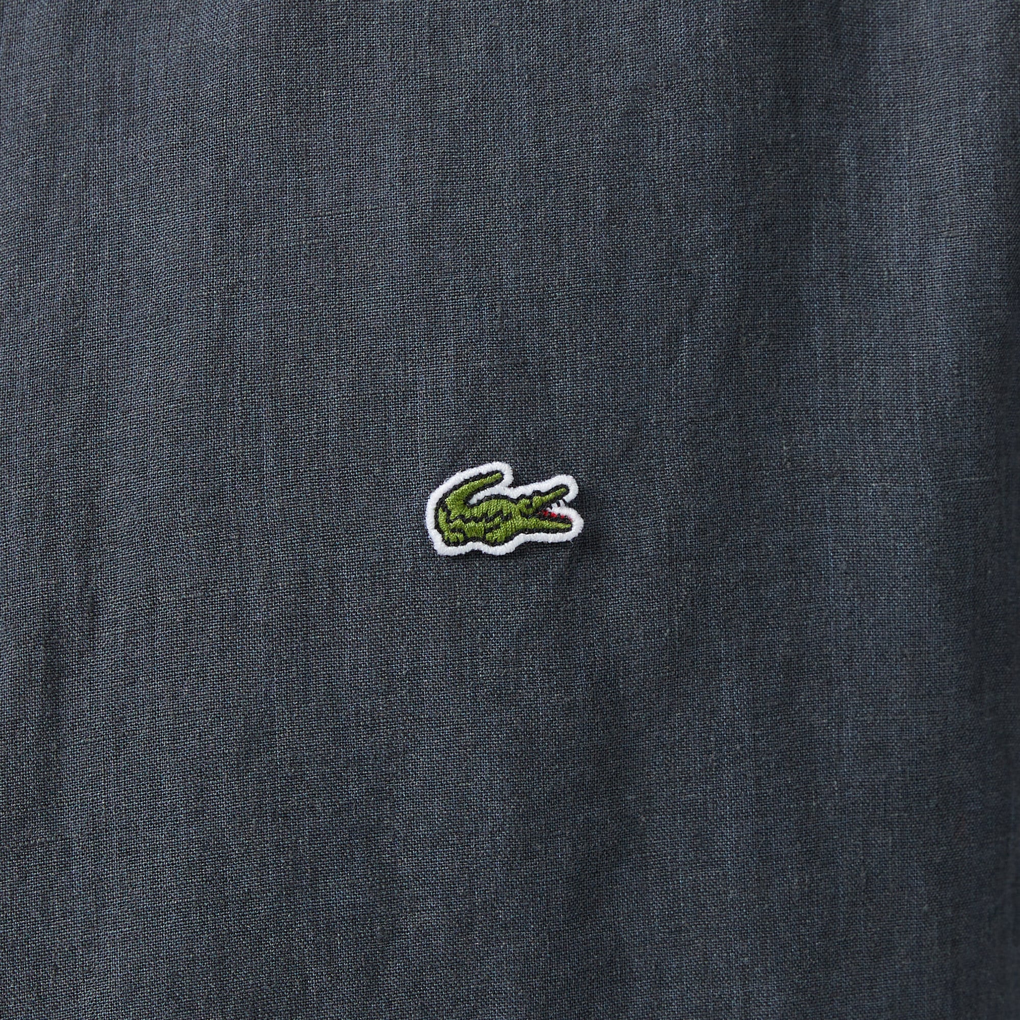 Lacoste Erkek Regular Fit Düğmeli Yaka Keten Koyu Gri Gömlek görsel 6
