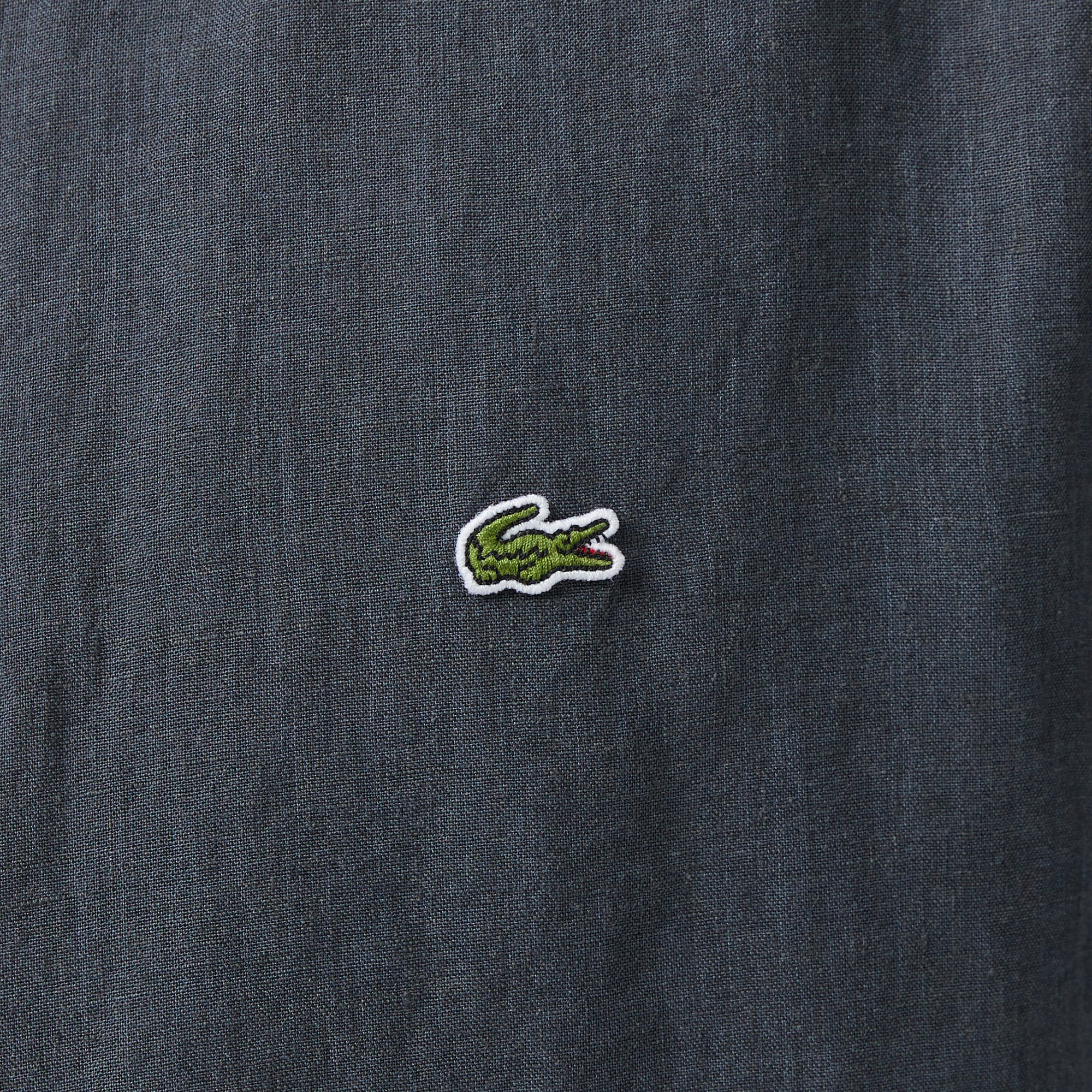 Erkek Regular Fit Düğmeli Yaka Keten Koyu Gri Gömlek