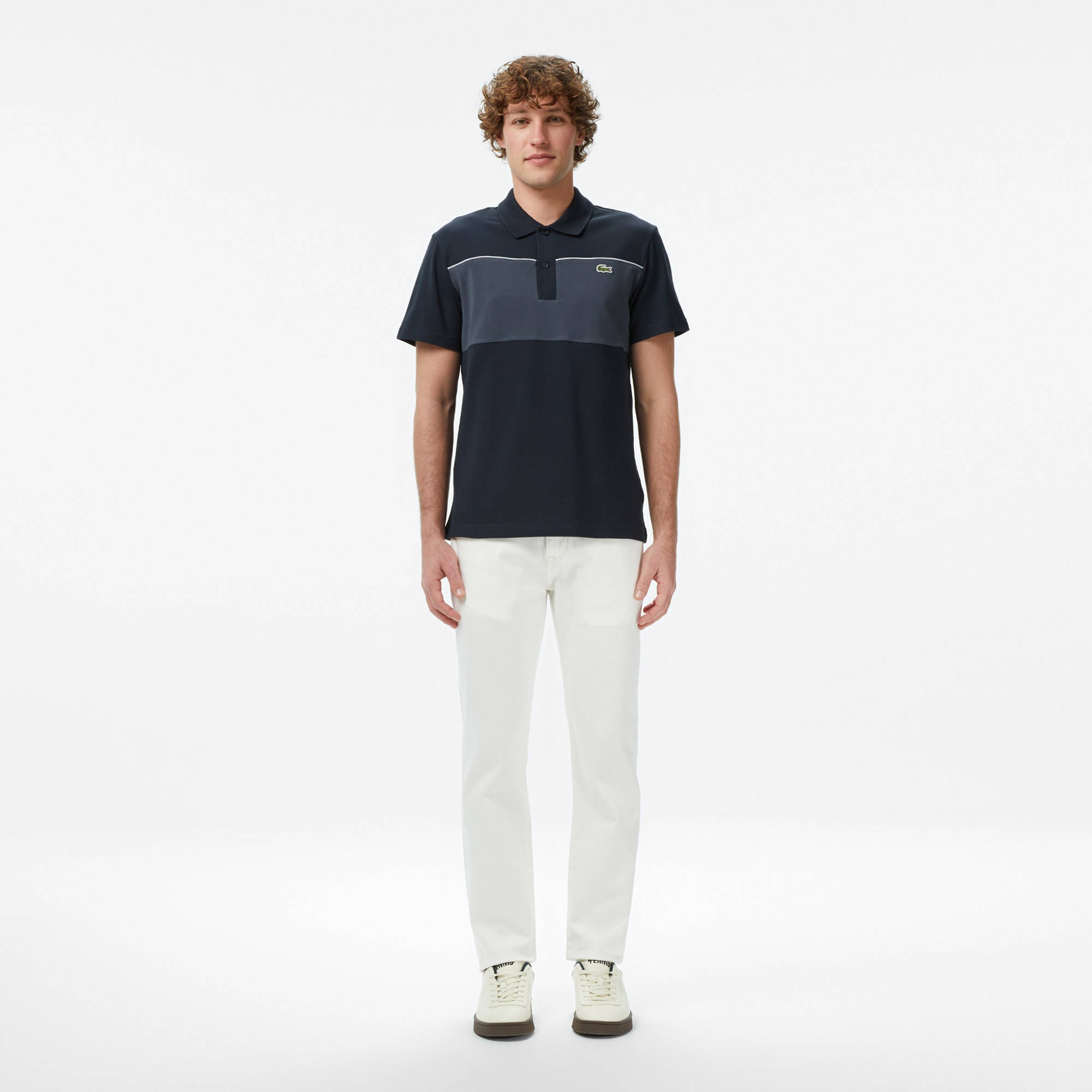 Erkek Regular Fit Renk Bloklu Koyu Gri Polo