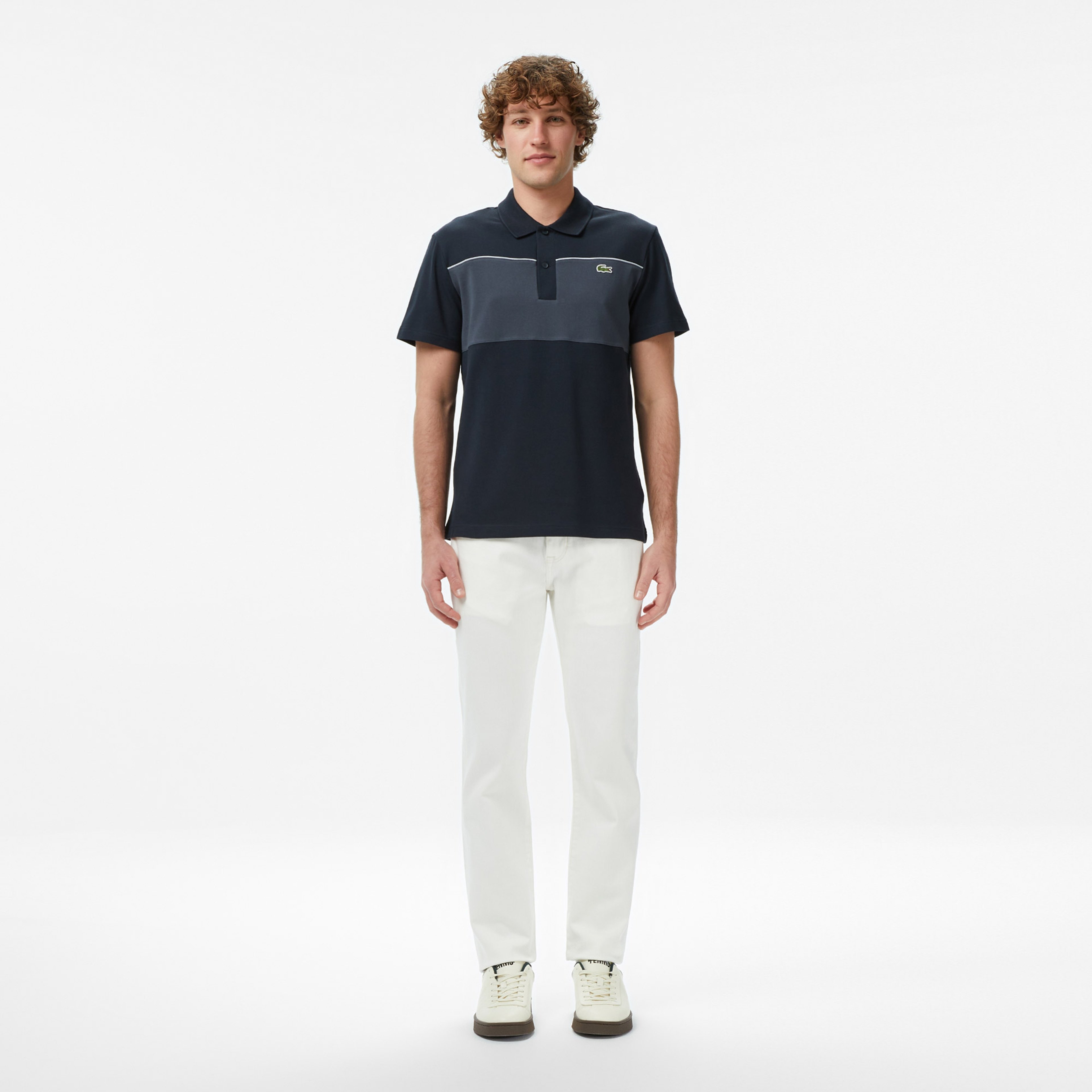 Erkek Regular Fit Renk Bloklu Koyu Gri Polo