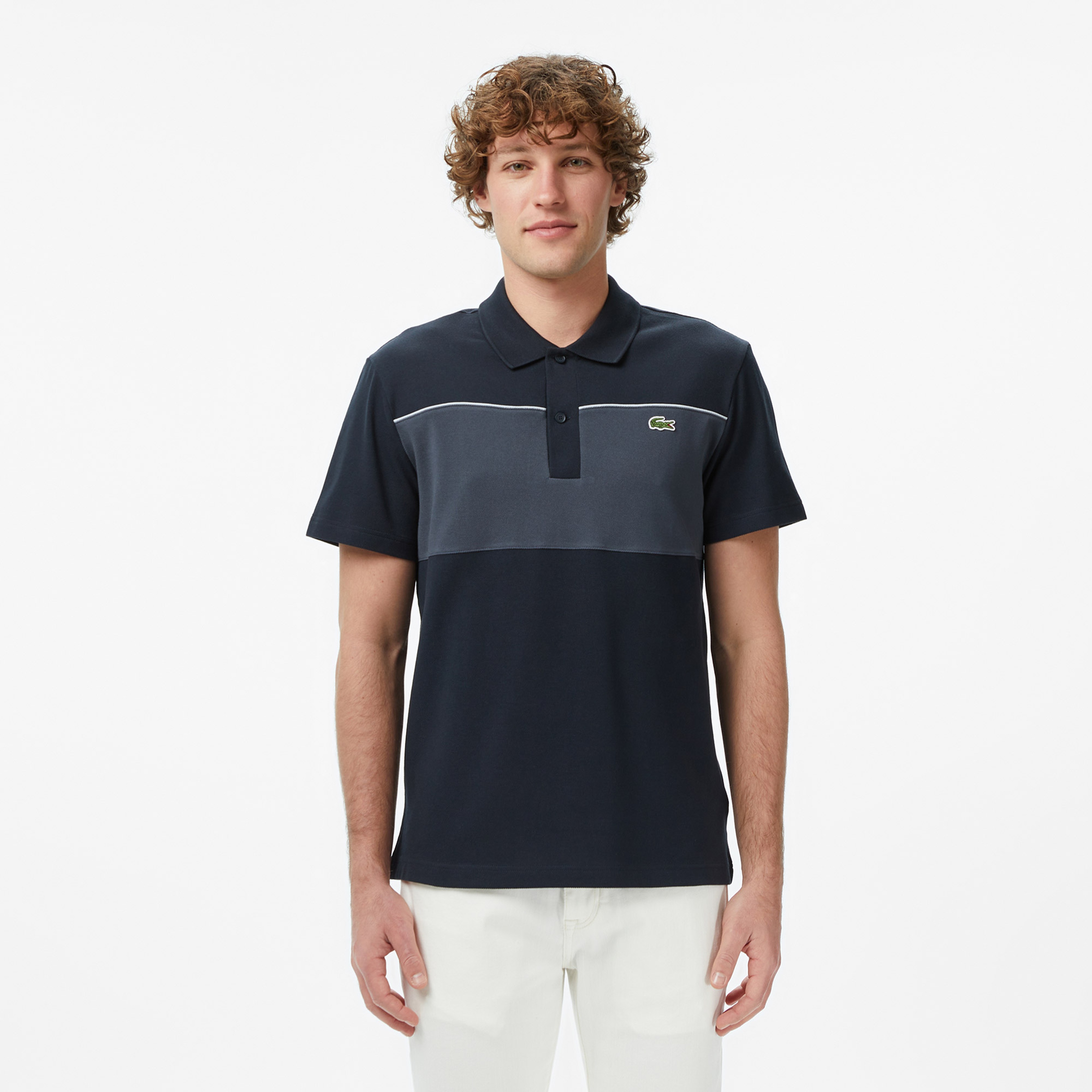 Erkek Regular Fit Renk Bloklu Koyu Gri Polo