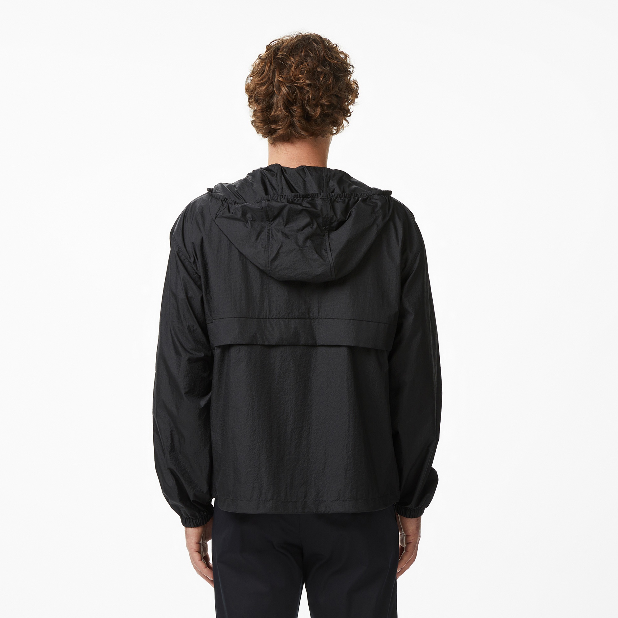 Erkek Kapüşonlu Siyah Yağmurluk