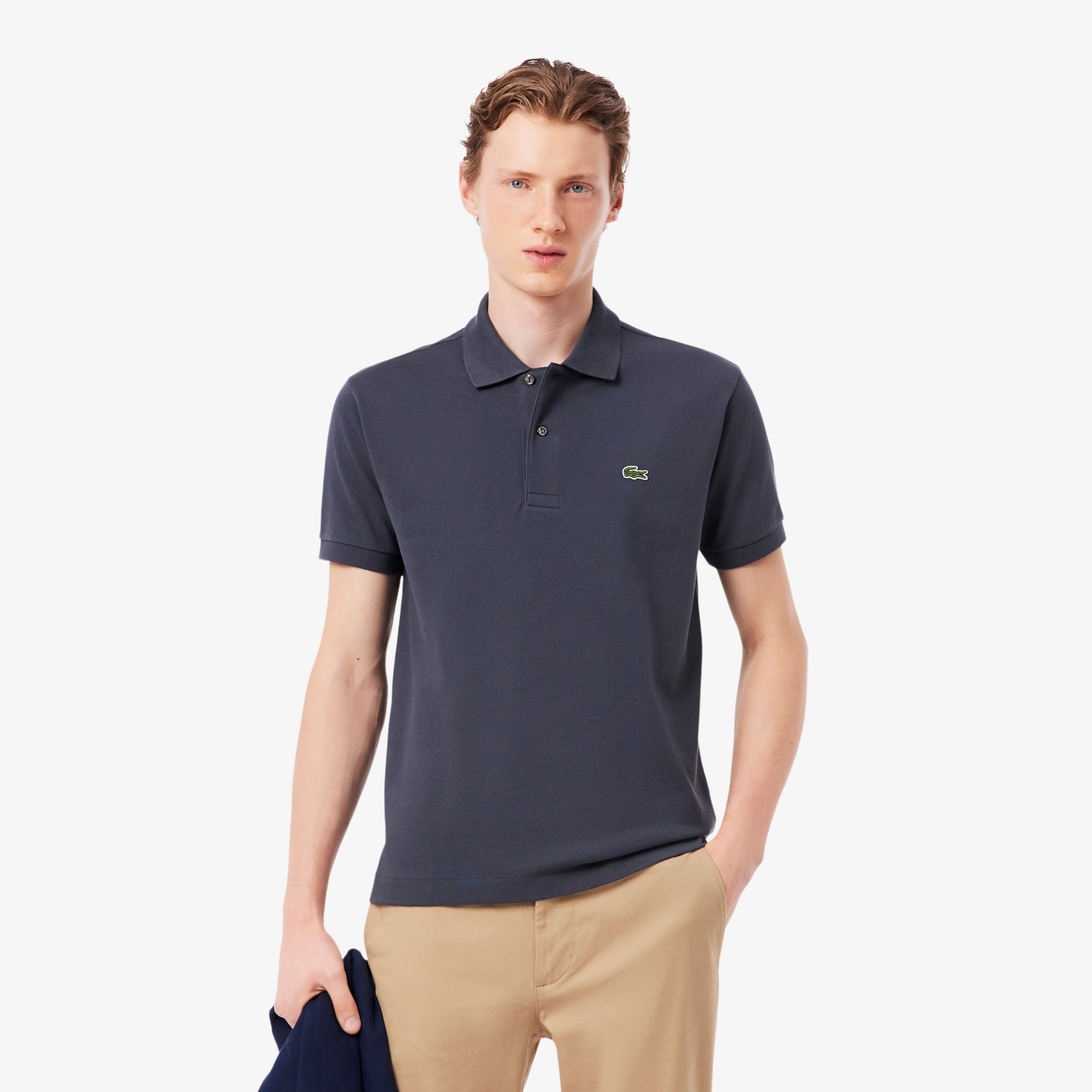 L.12.12 Erkek Classic Fit Koyu Gri Polo