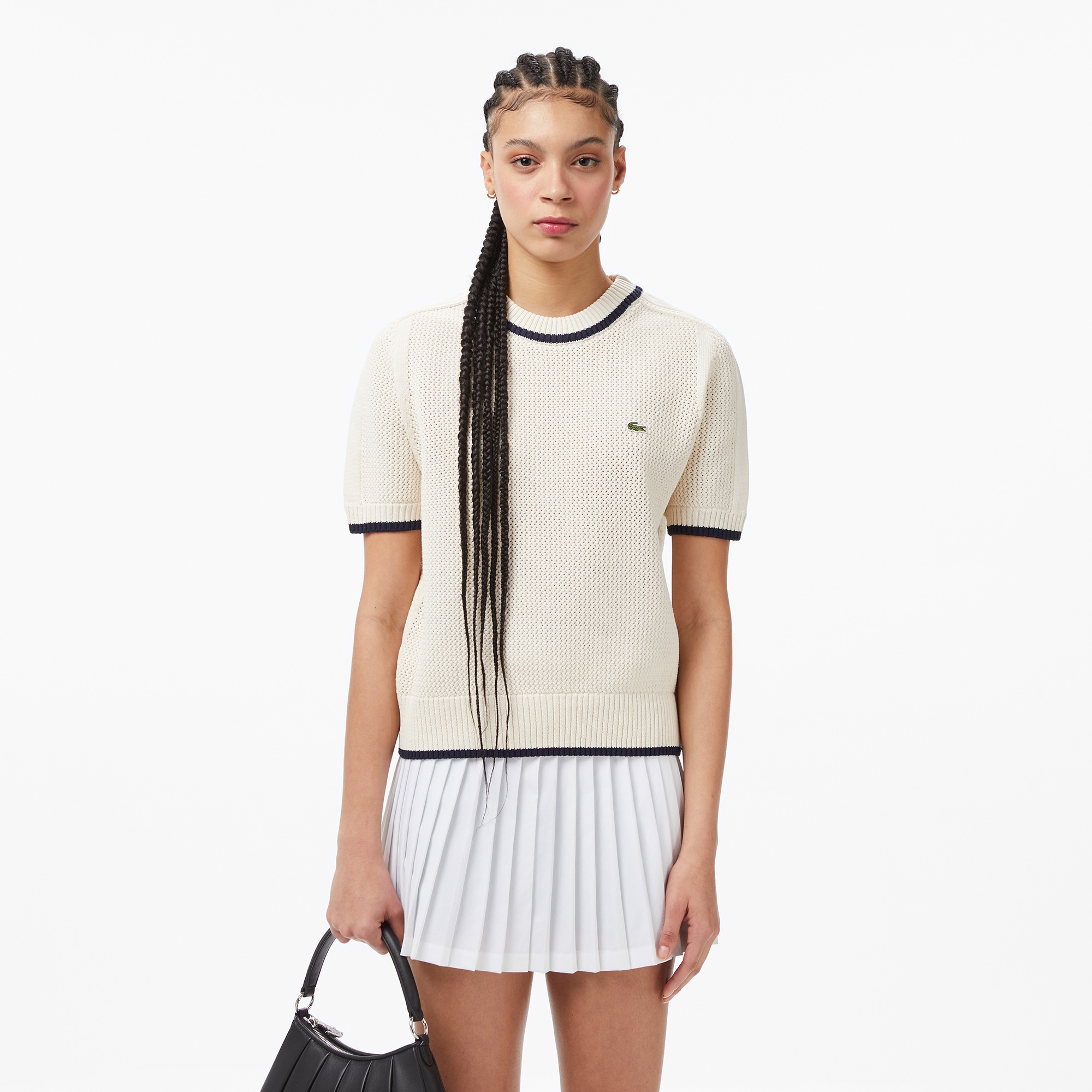 Kadın Classic Fit Bisiklet Yaka Krem Bluz