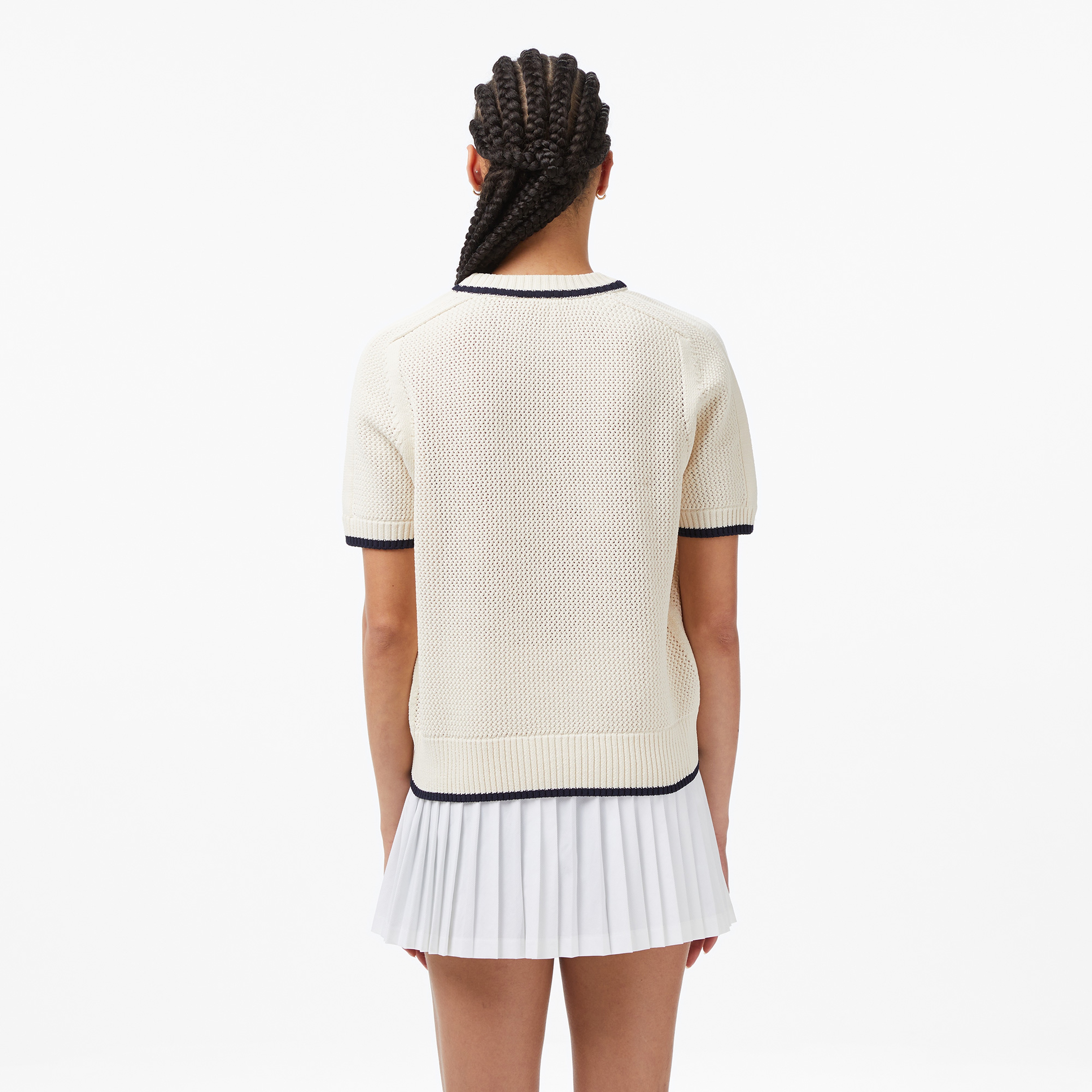 Kadın Classic Fit Bisiklet Yaka Krem Bluz