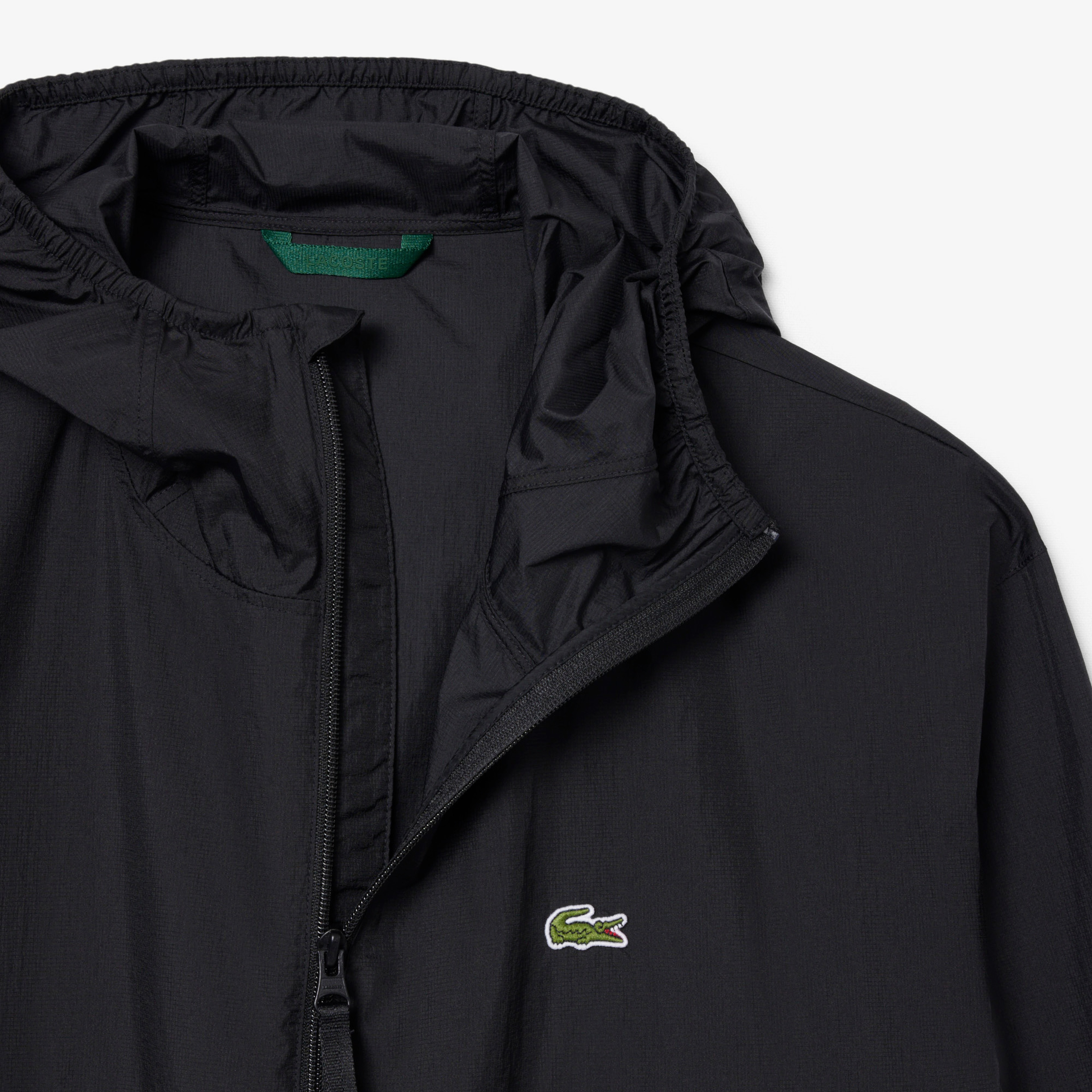 Erkek Kapüşonlu Siyah Yağmurluk