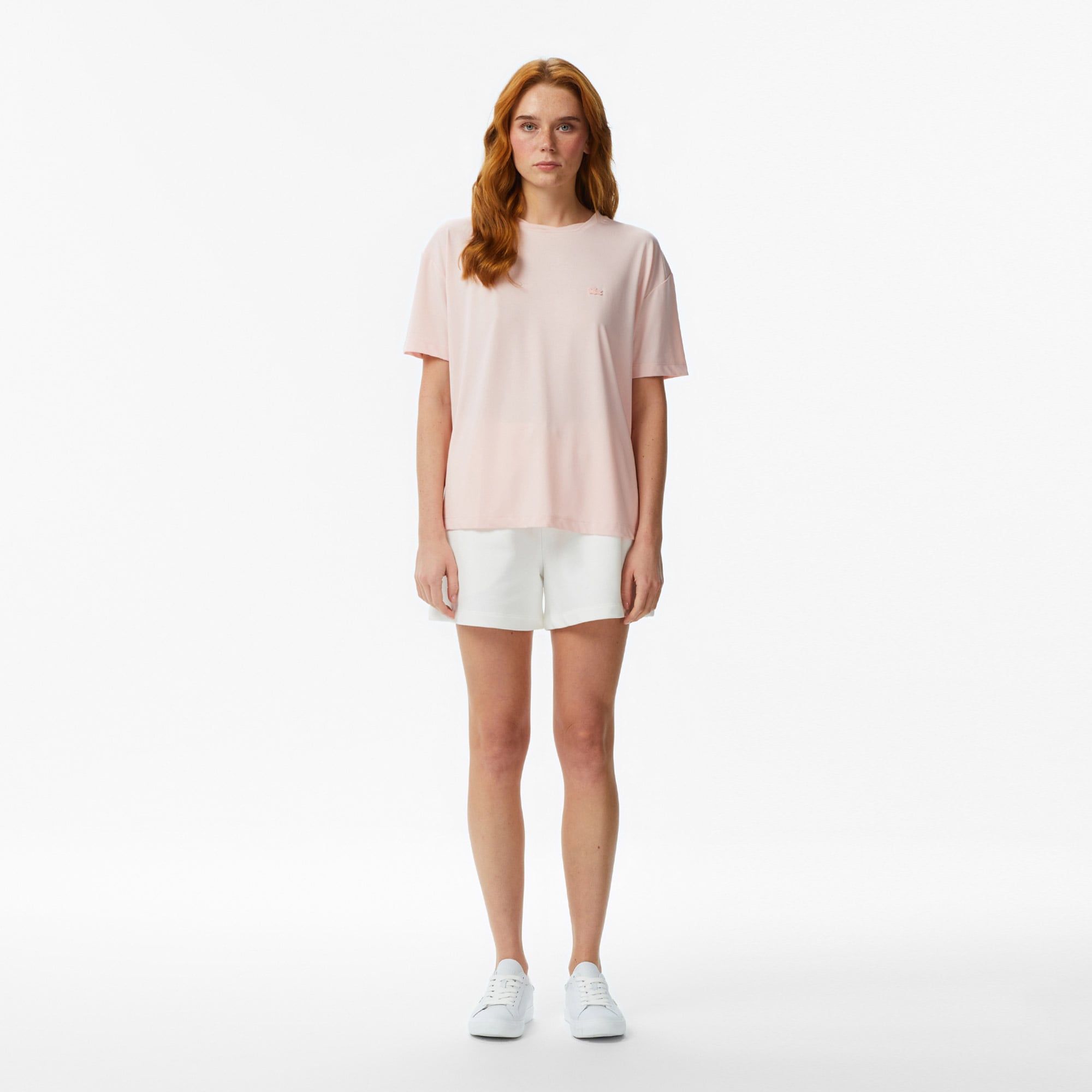 Lacoste Kadın Relaxed Fit Bisiklet Yaka Açık Pembe T-Shirt görsel 6