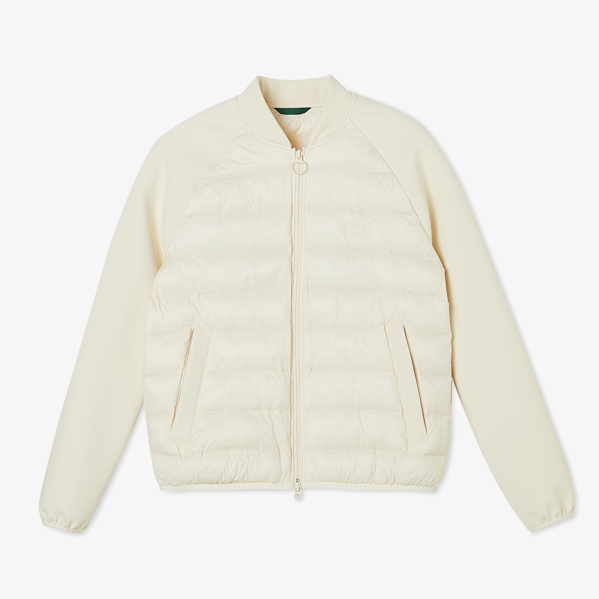 Kadın Regular Fit Dik Yaka Renk Bloklu Krem Mont