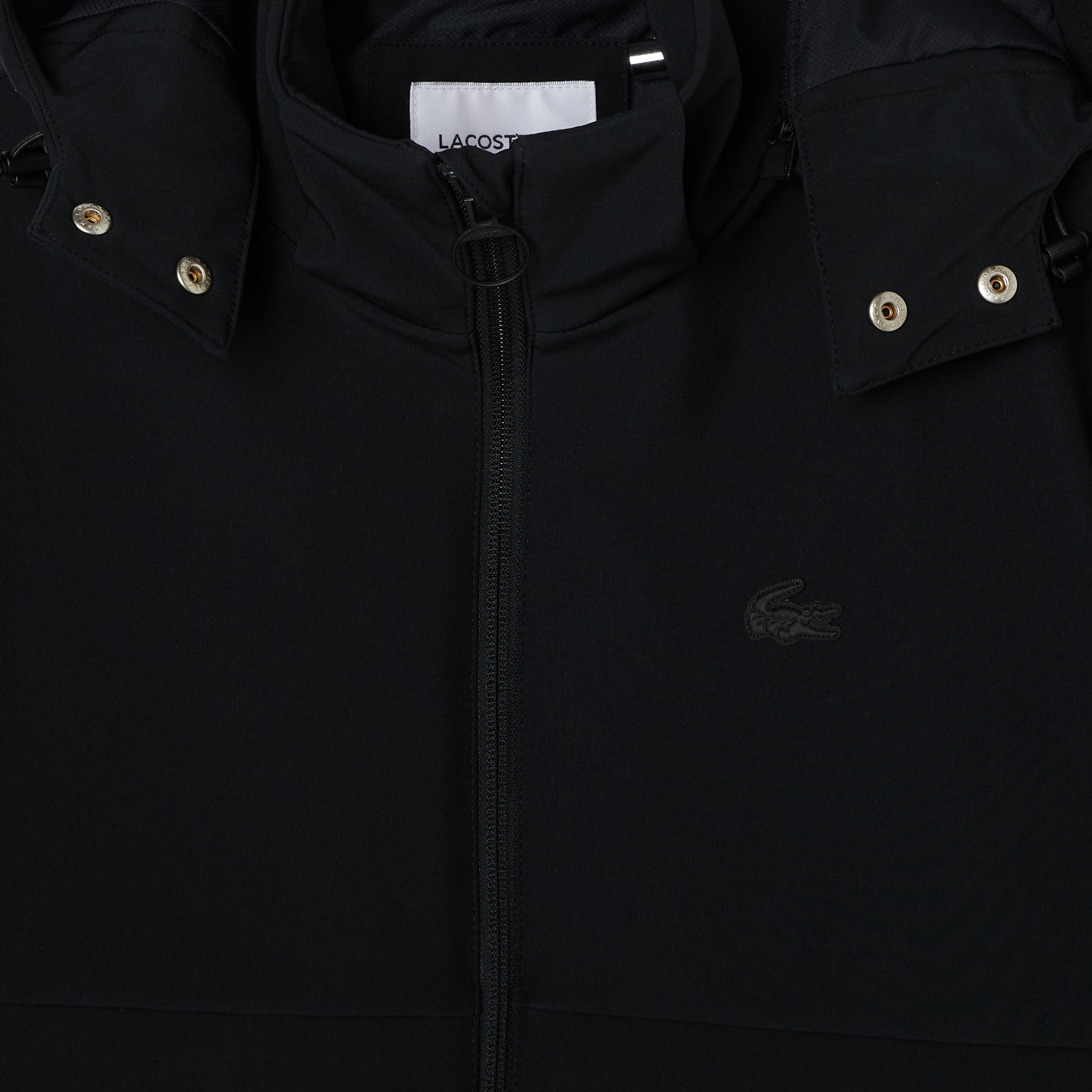 Lacoste Kadın Regular Fit Kapüşonlu Baskılı Siyah Yağmurluk görsel 4