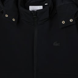 Kadın Regular Fit Kapüşonlu Baskılı Siyah Yağmurluk Siyah