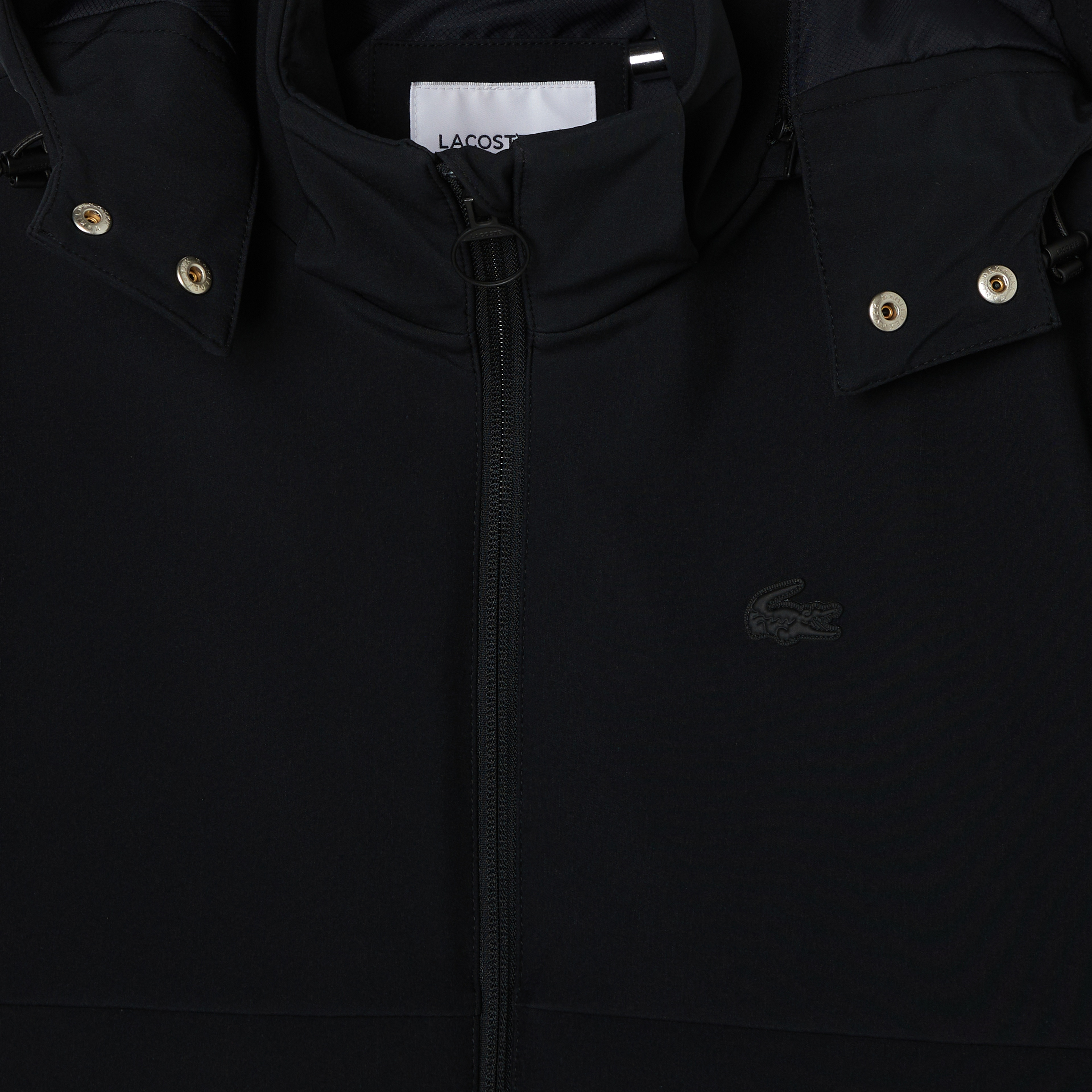 Kadın Regular Fit Kapüşonlu Baskılı Siyah Yağmurluk