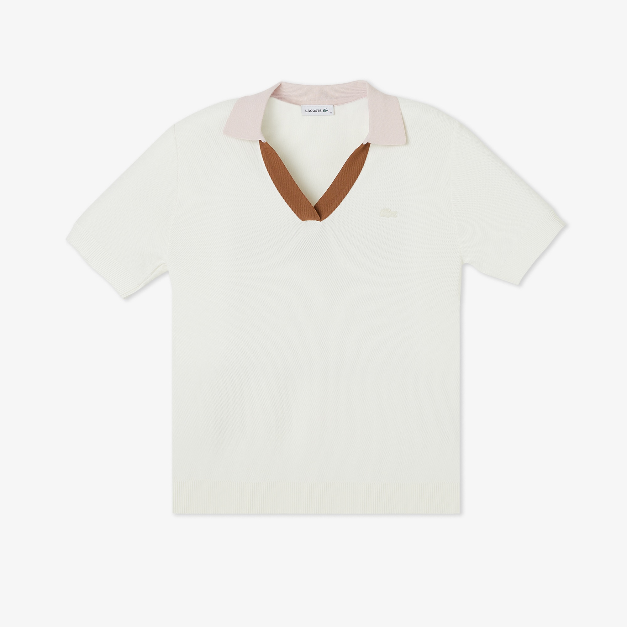 Kadın Regular Fit Kısa Kollu Polo Yaka Krem Triko