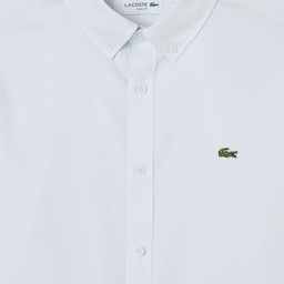 Erkek Slim Fit Düğmeli Yaka Açık Mavi Gömlek Mavi