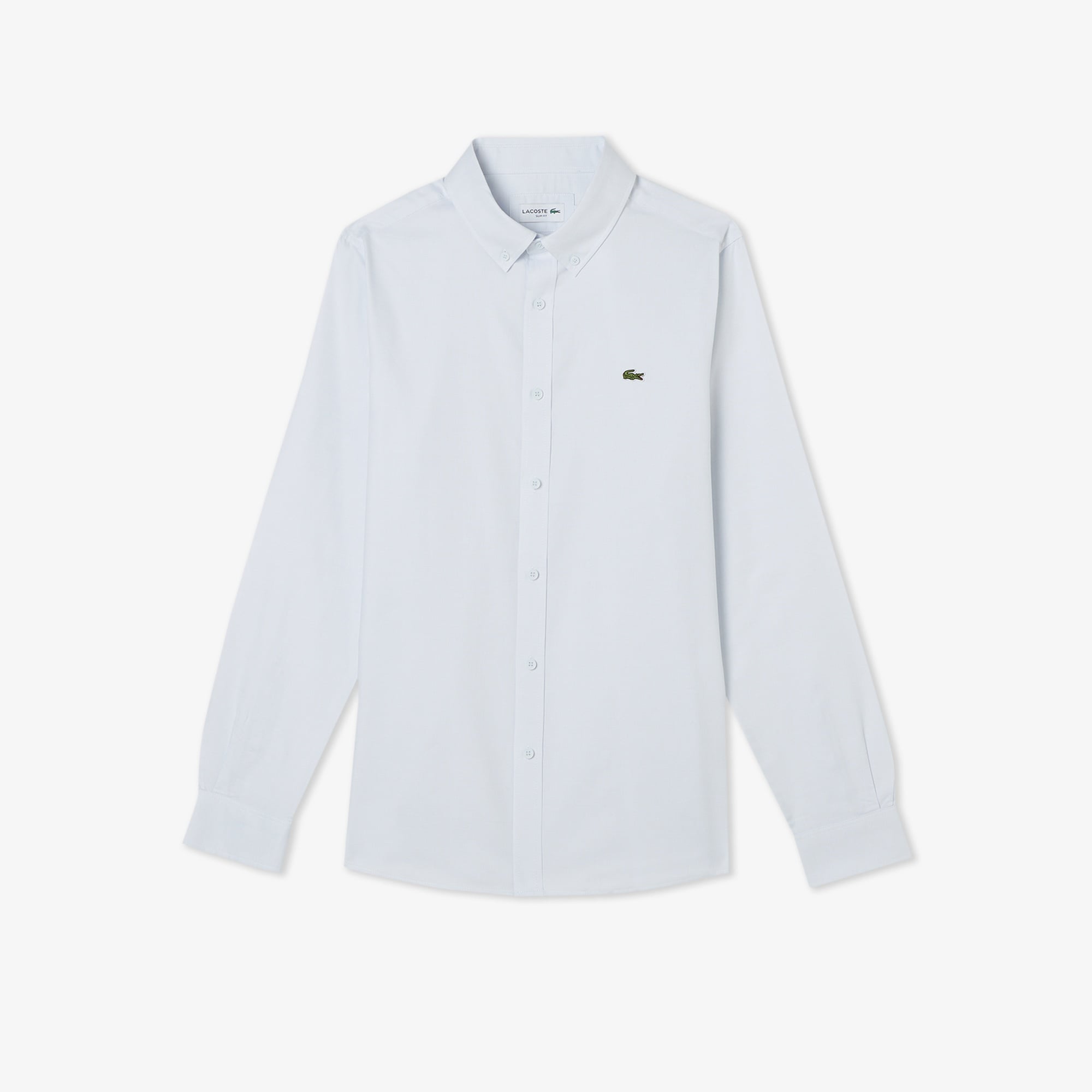 Erkek Slim Fit Düğmeli Yaka Açık Mavi Gömlek