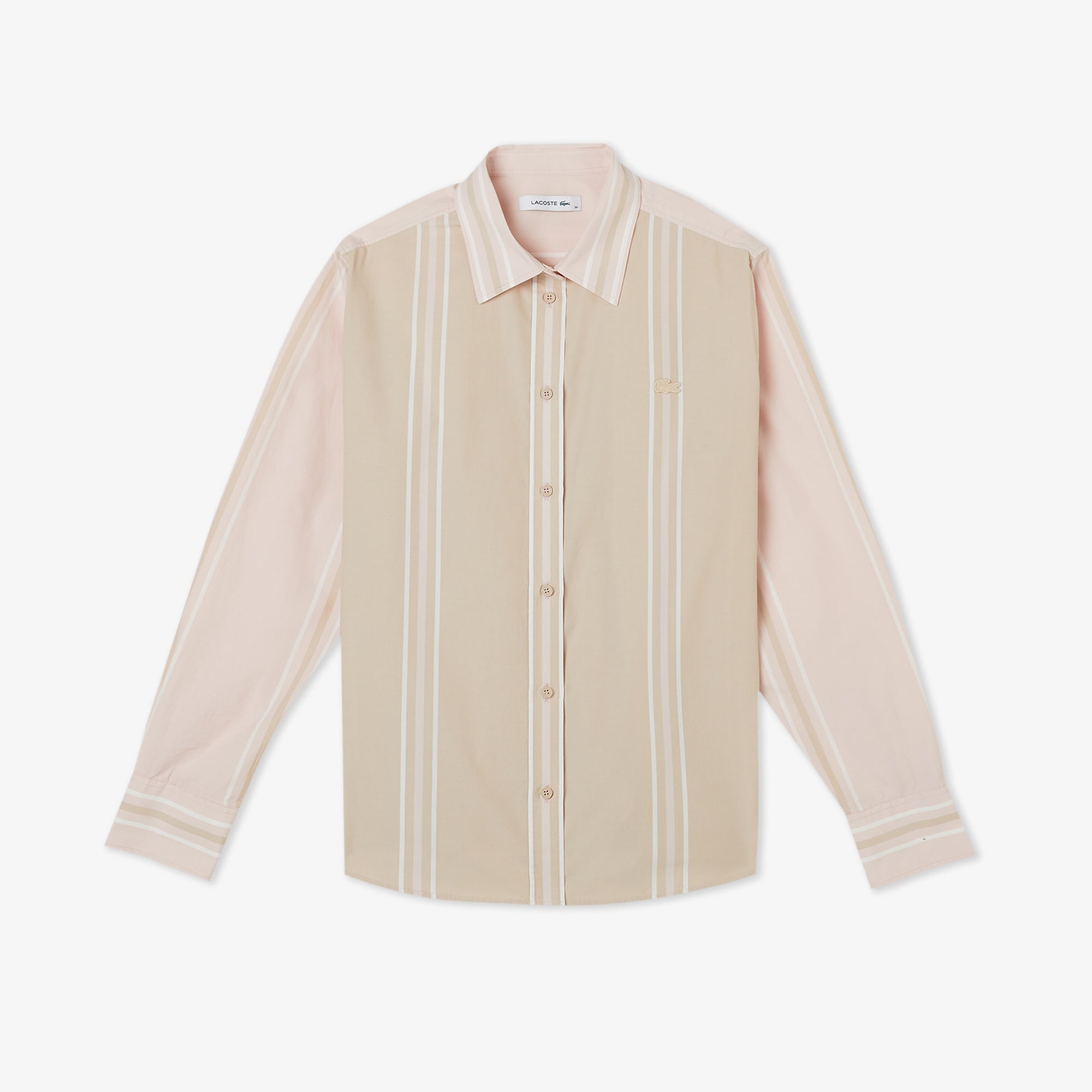 Kadın Regular Fit Renk Bloklu Bej Gömlek