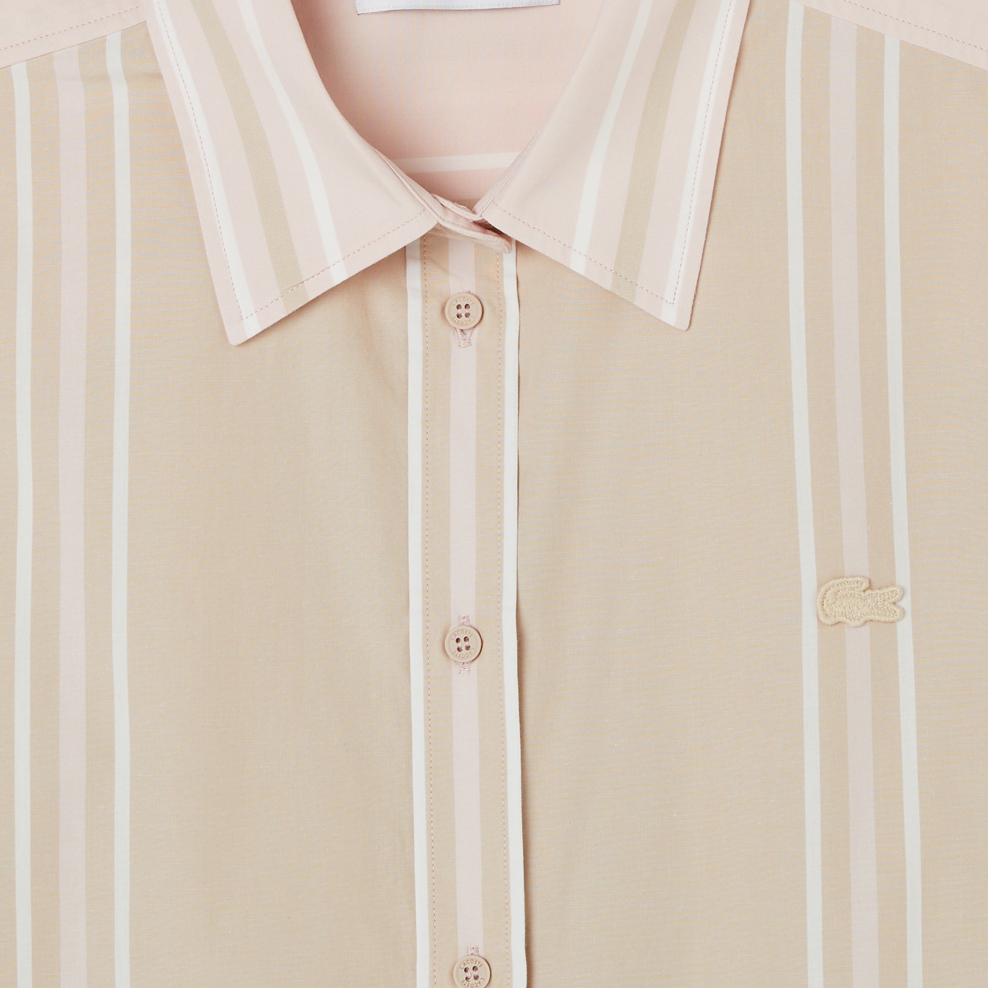 Kadın Regular Fit Renk Bloklu Bej Gömlek