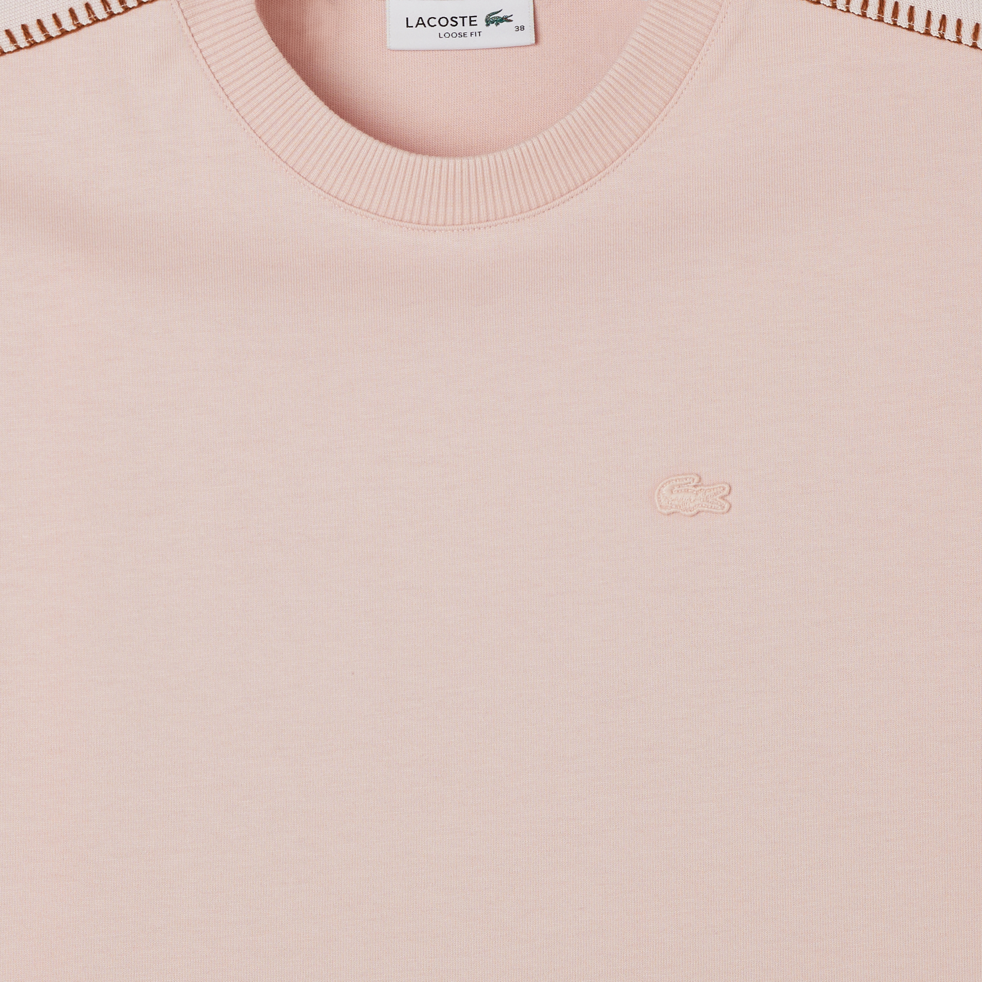 Lacoste Kadın Loose Fit Bisiklet Yaka Açık Pembe T-Shirt görsel 4