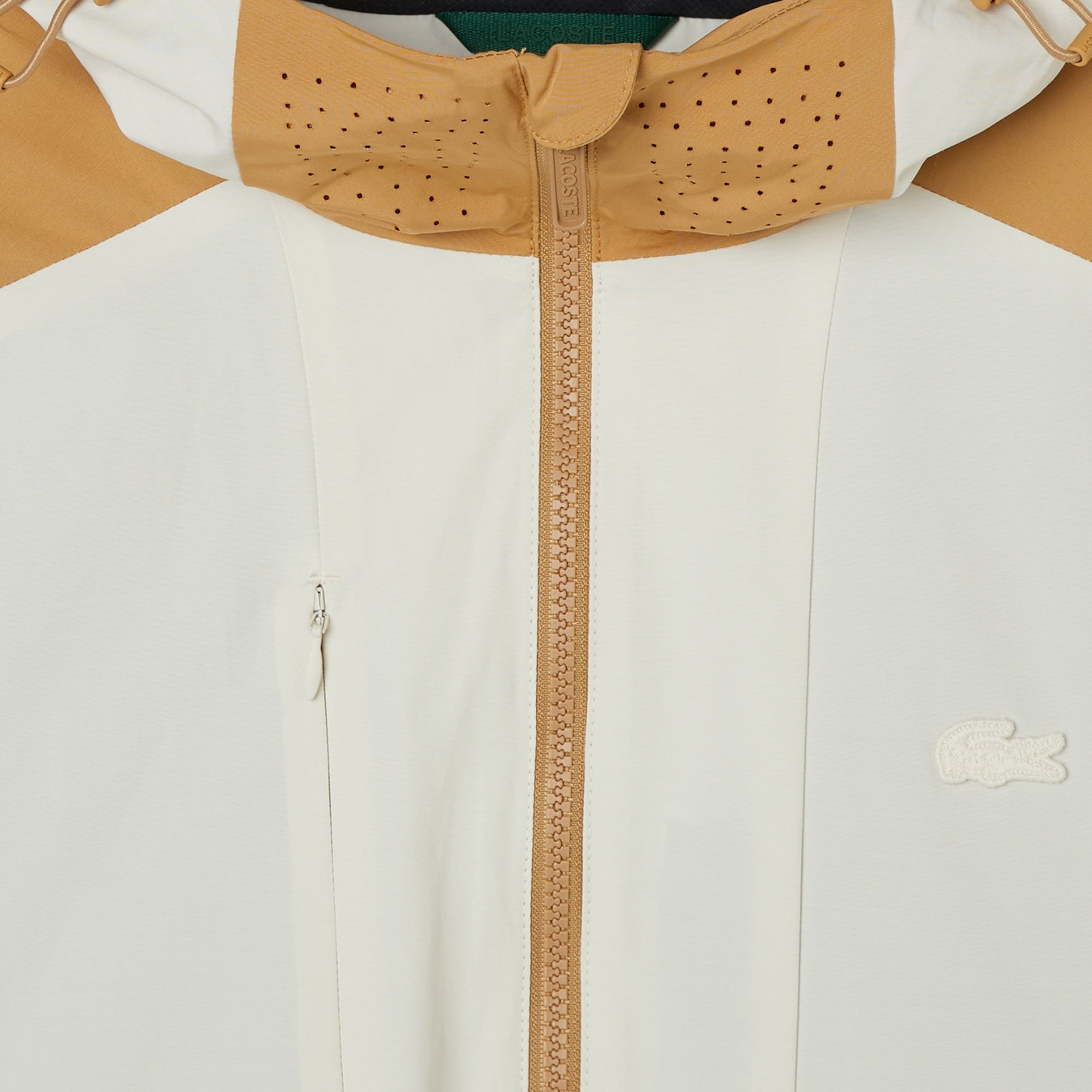 Erkek Relaxed Fit Kapüşonlu Renk Bloklu Krem Mont