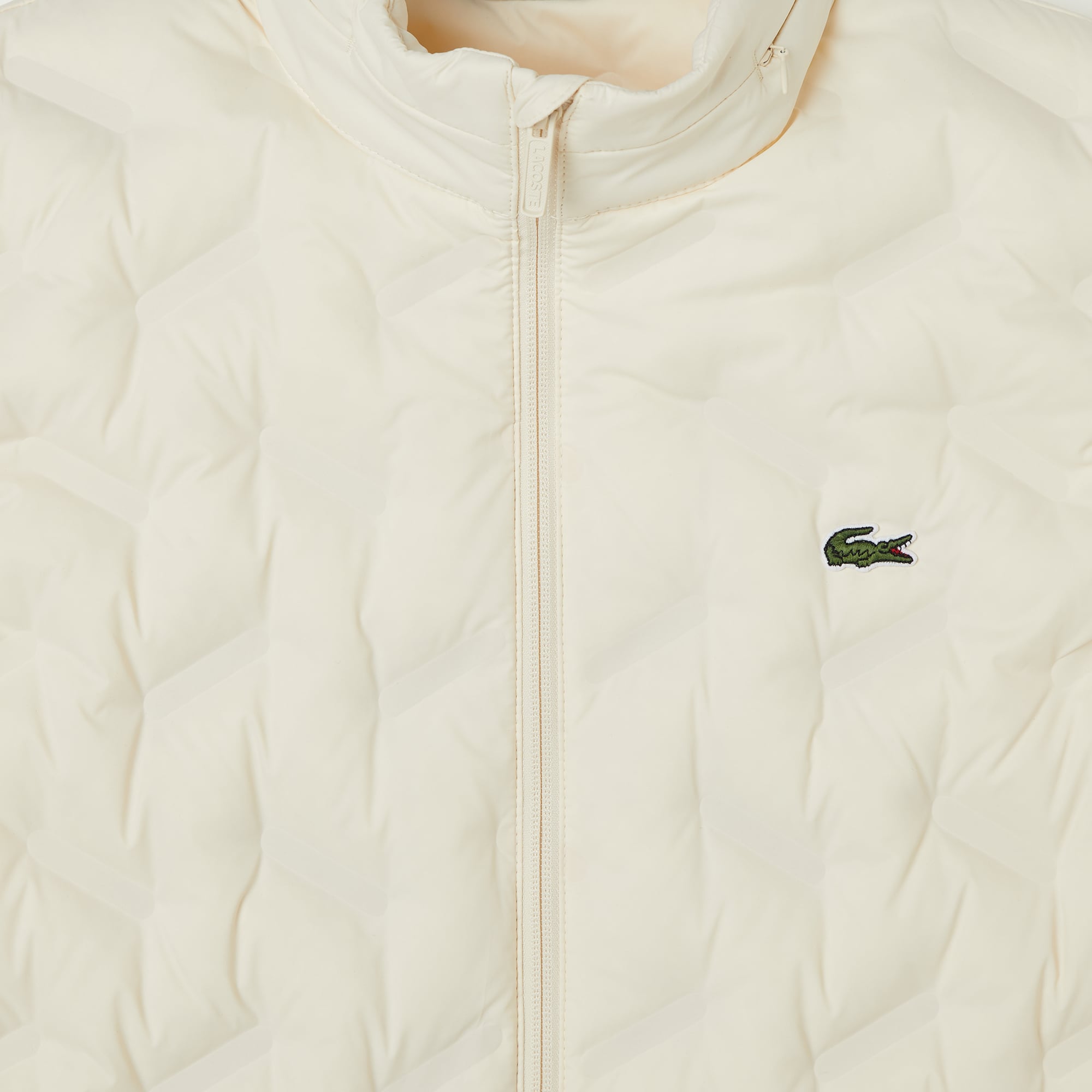Lacoste Erkek Regular Fit Dik Yaka Kapitone Bej Yelek görsel 4